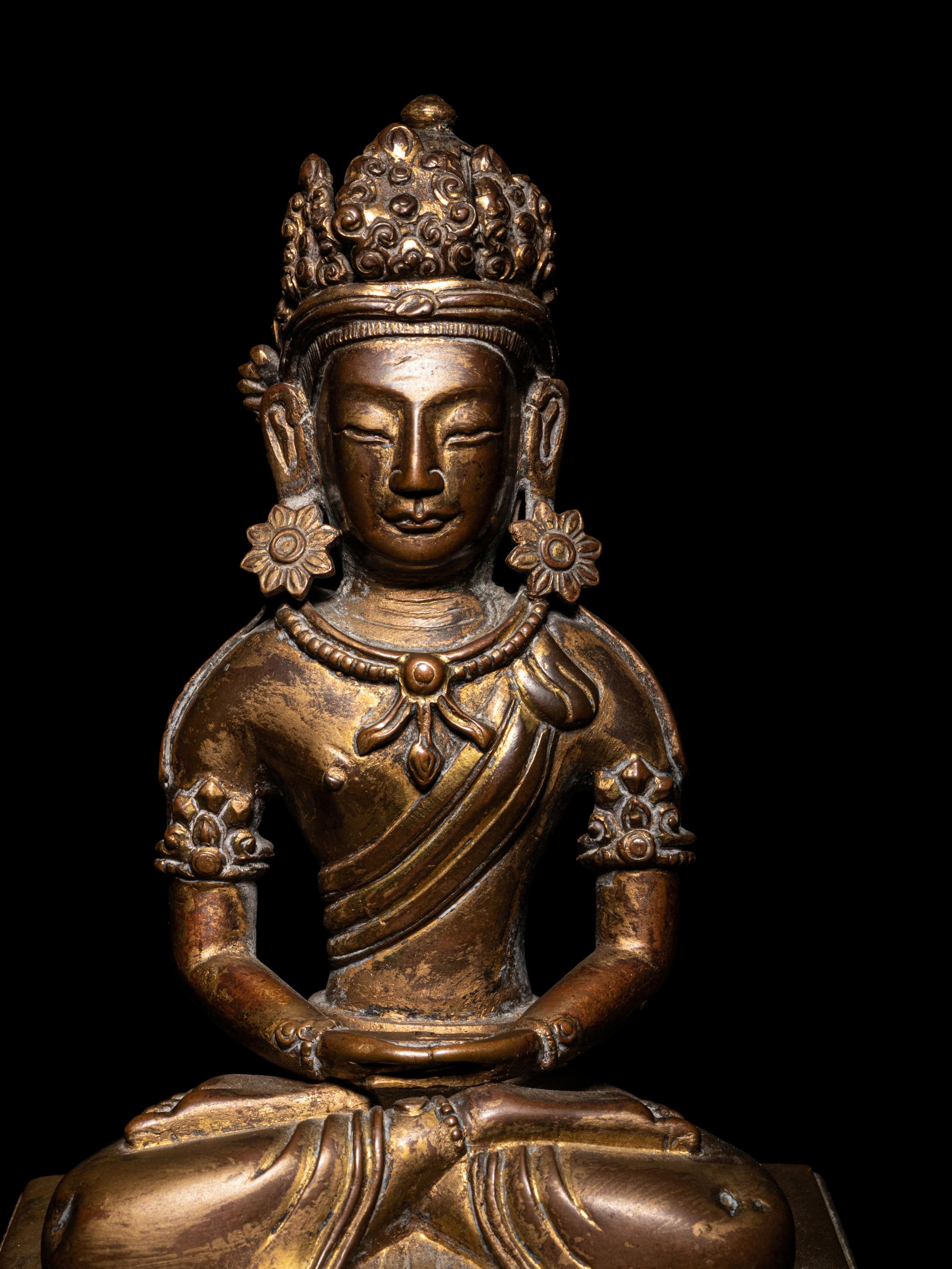 A Gilt Bronze Seated Figure of Amitayus