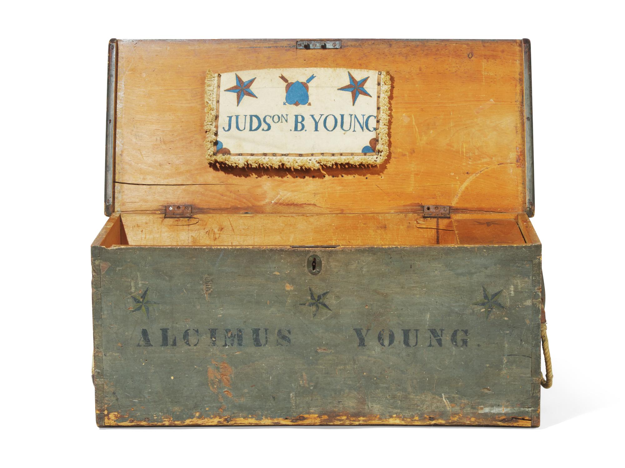 A Blue-Painted Ship's Traveling Chest
