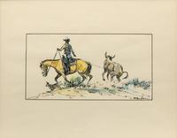 Cowboy Roping a Steer