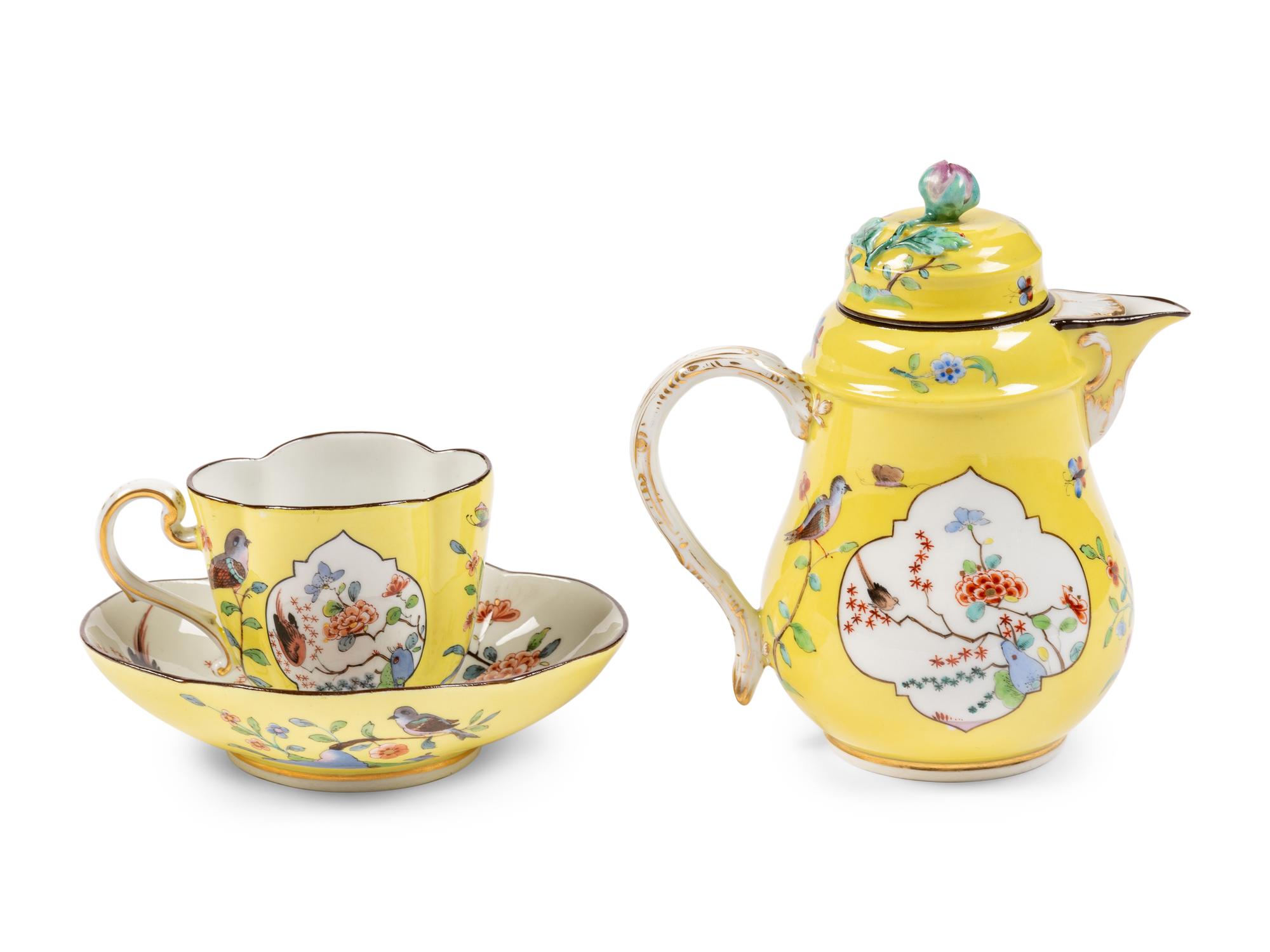 A Meissen Porcelain Cup, Saucer and Coffee Pot