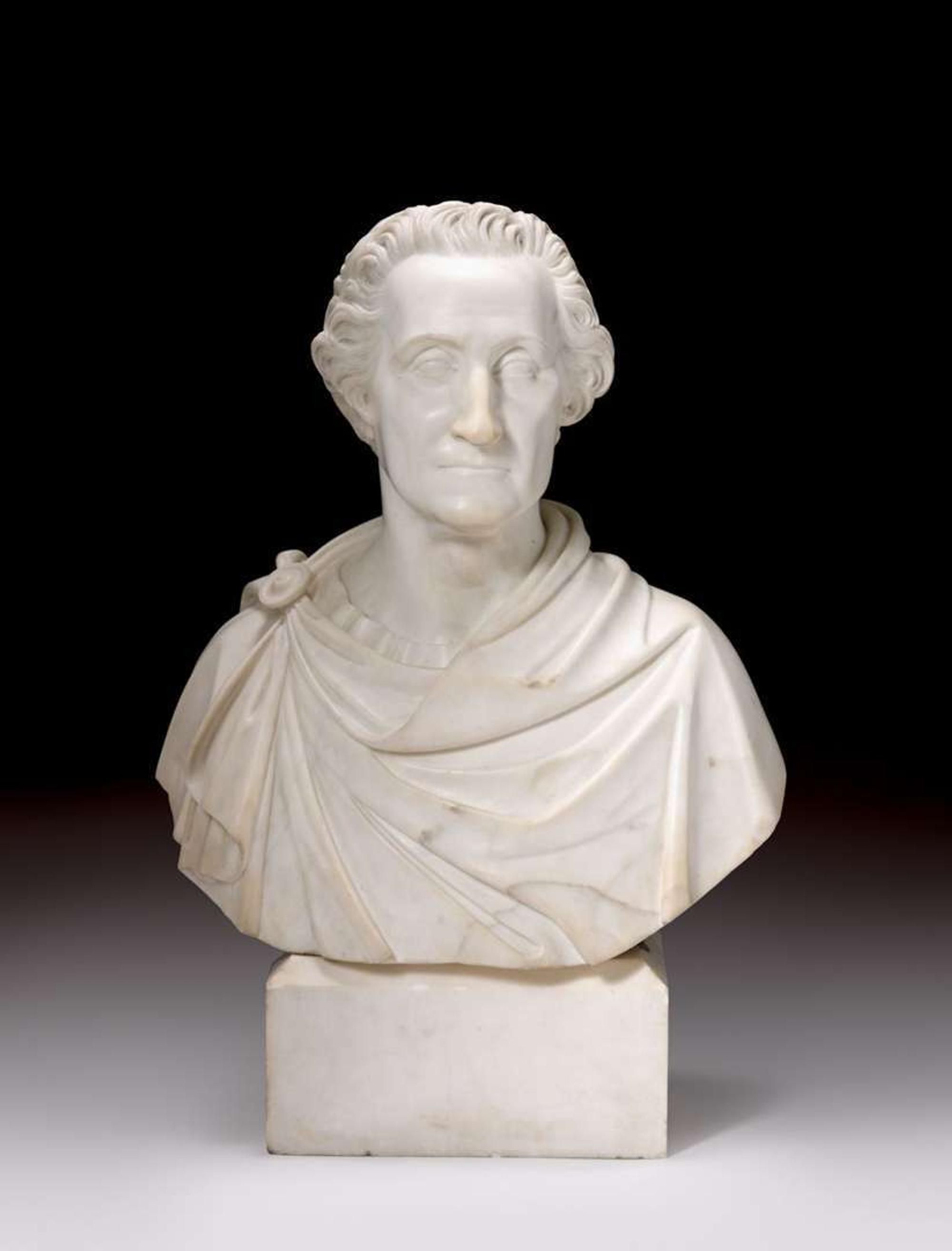 Raimondo Trentanove (Italian, 1792-1832) white marble bust of george washington (1732-1799), 1824
