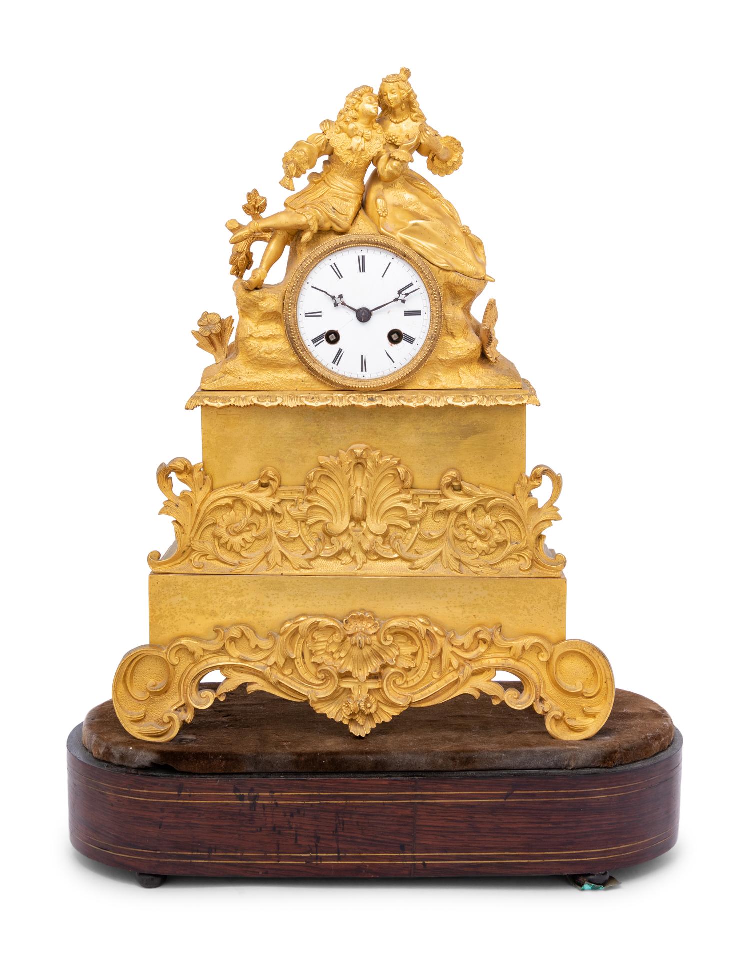 A Russian Gilt Bronze Figural Clock