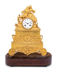 A Russian Gilt Bronze Figural Clock