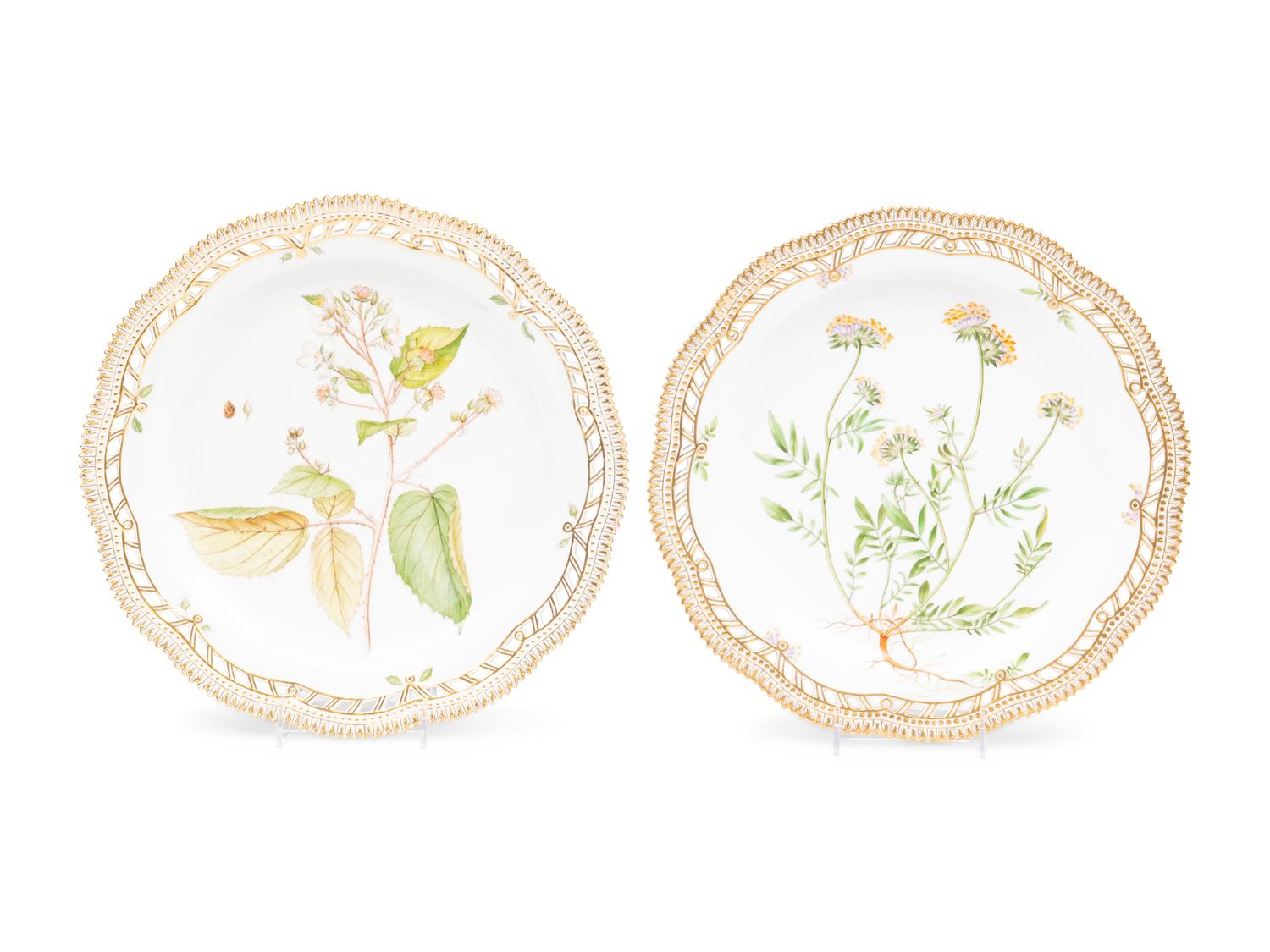 A Pair of Royal Copenhagen Flora Danica Reticulated Porcelain Platters