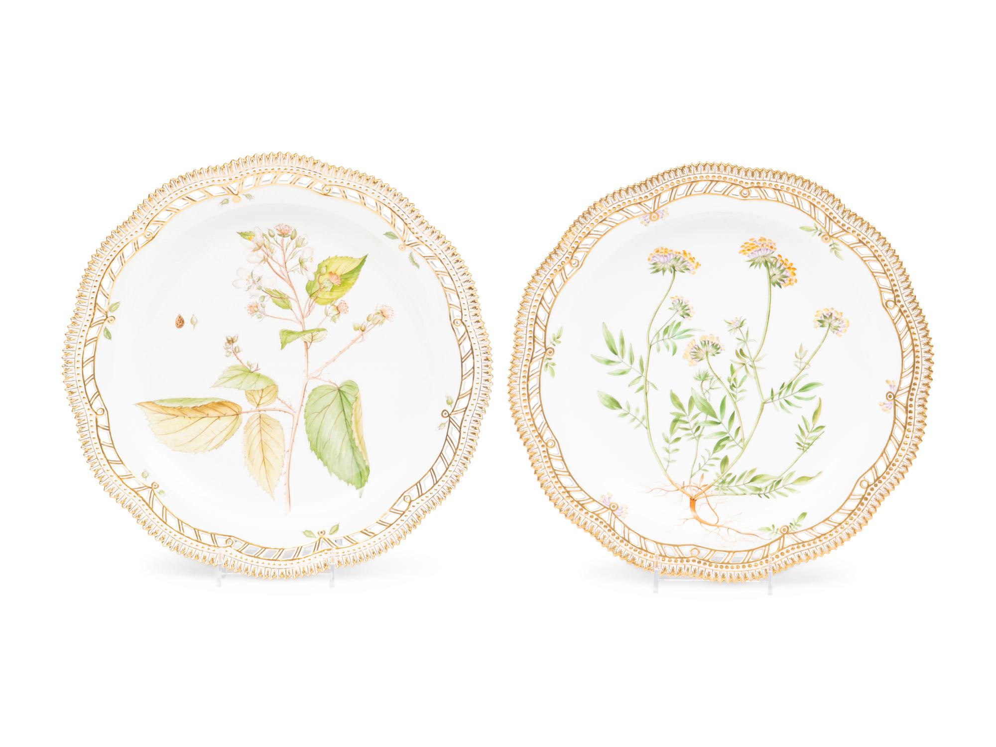 A Pair of Royal Copenhagen Flora Danica Reticulated Porcelain Platters