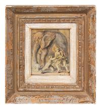 Untitled (Circus Performer with Monkey and Elephant)