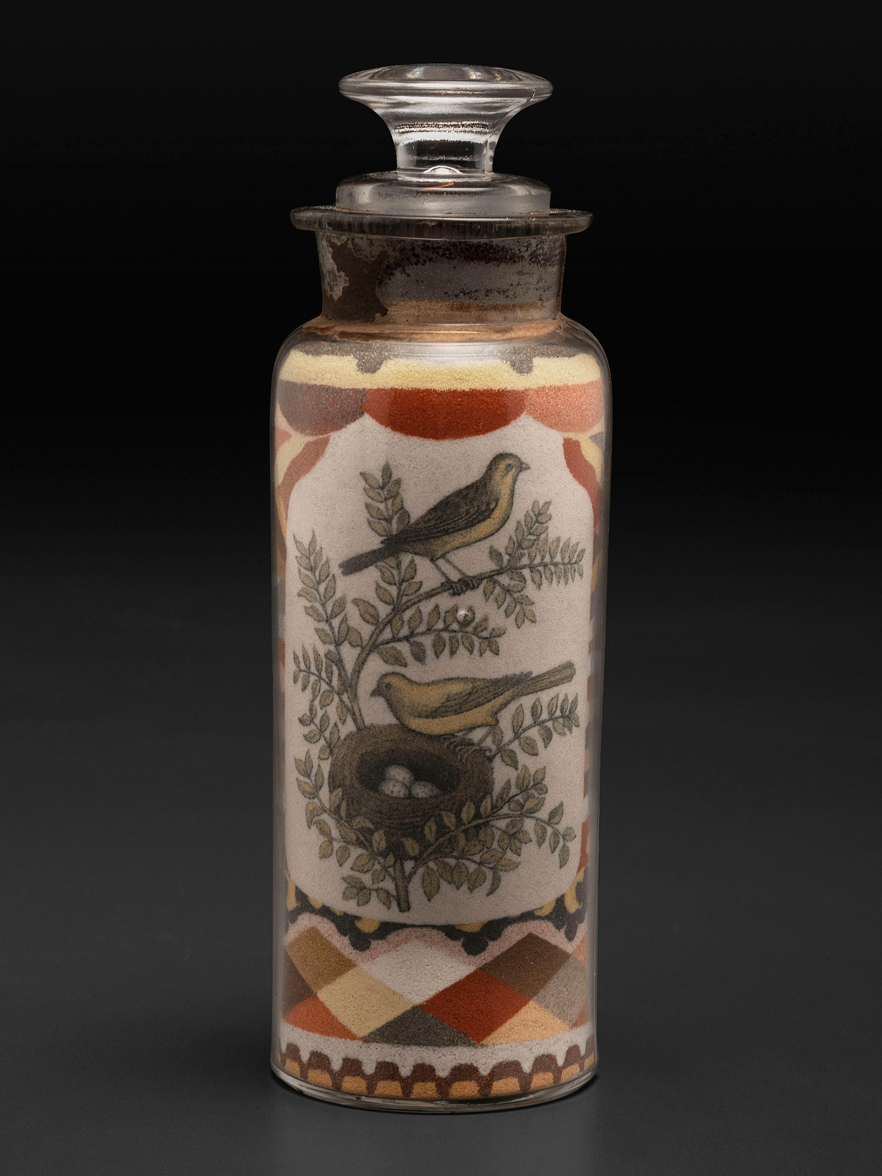 A Pair of Andrew Clemens (American, 1857-1894) 'Sweetheart' Sand Bottles