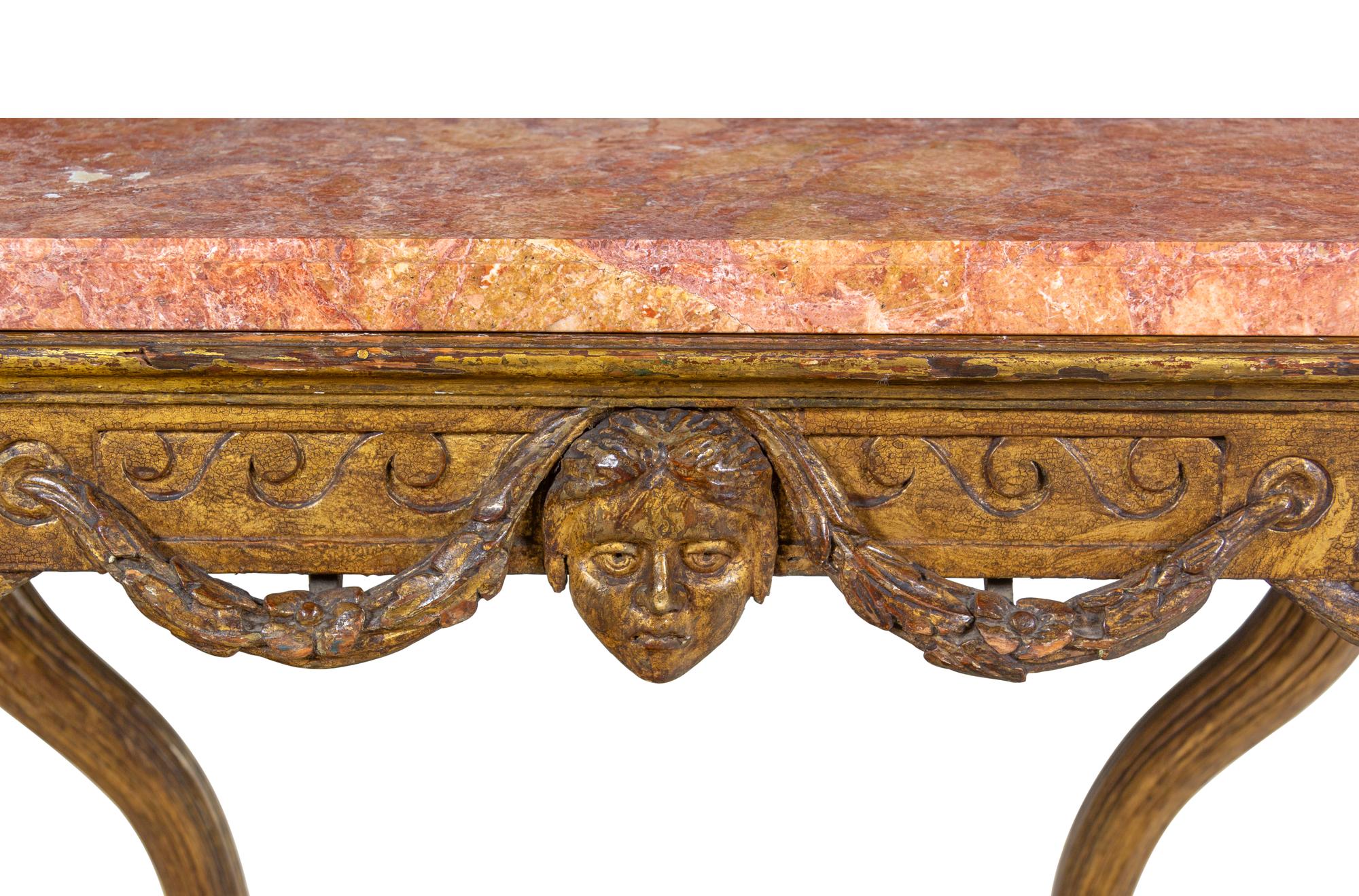 An Italian Giltwood Marble-Top Center Table