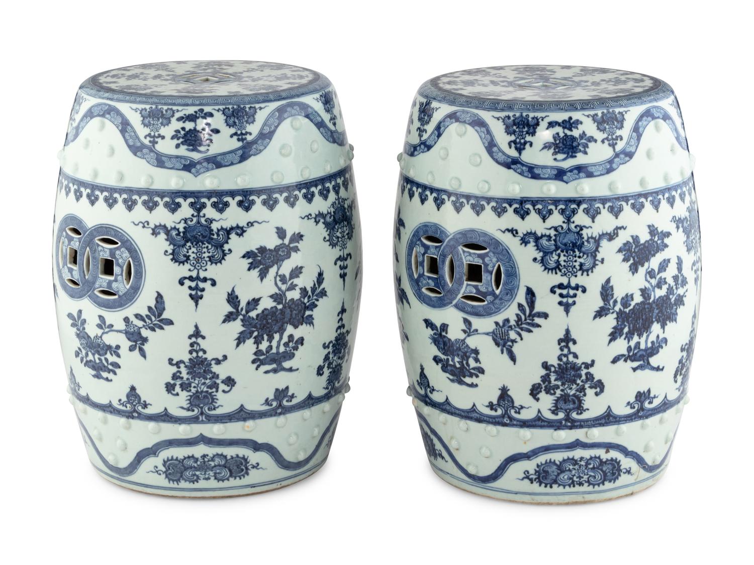 A Pair of Chinese Porcelain Garden Seats