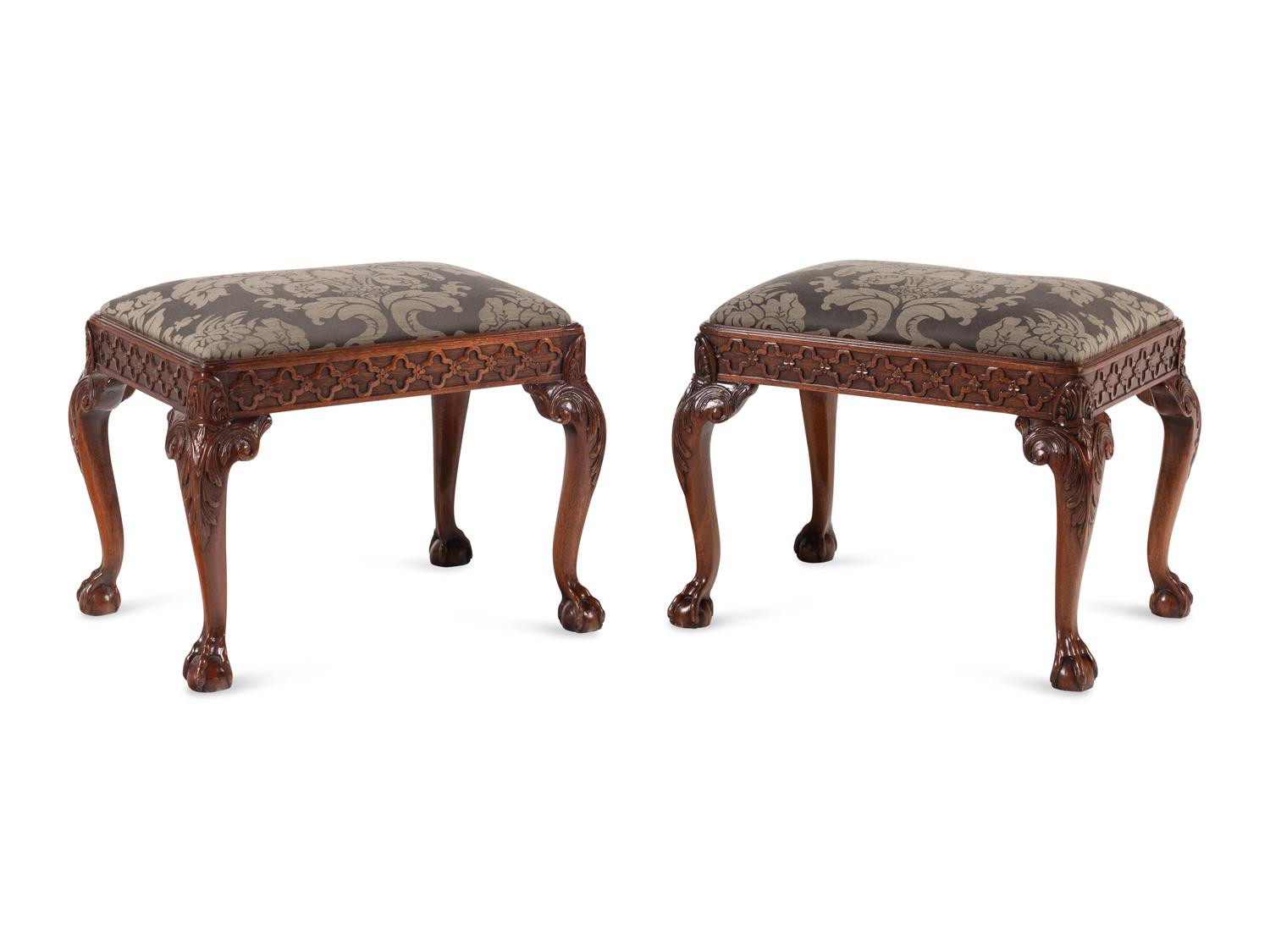 A Pair of George III Style Mahogany Footstools