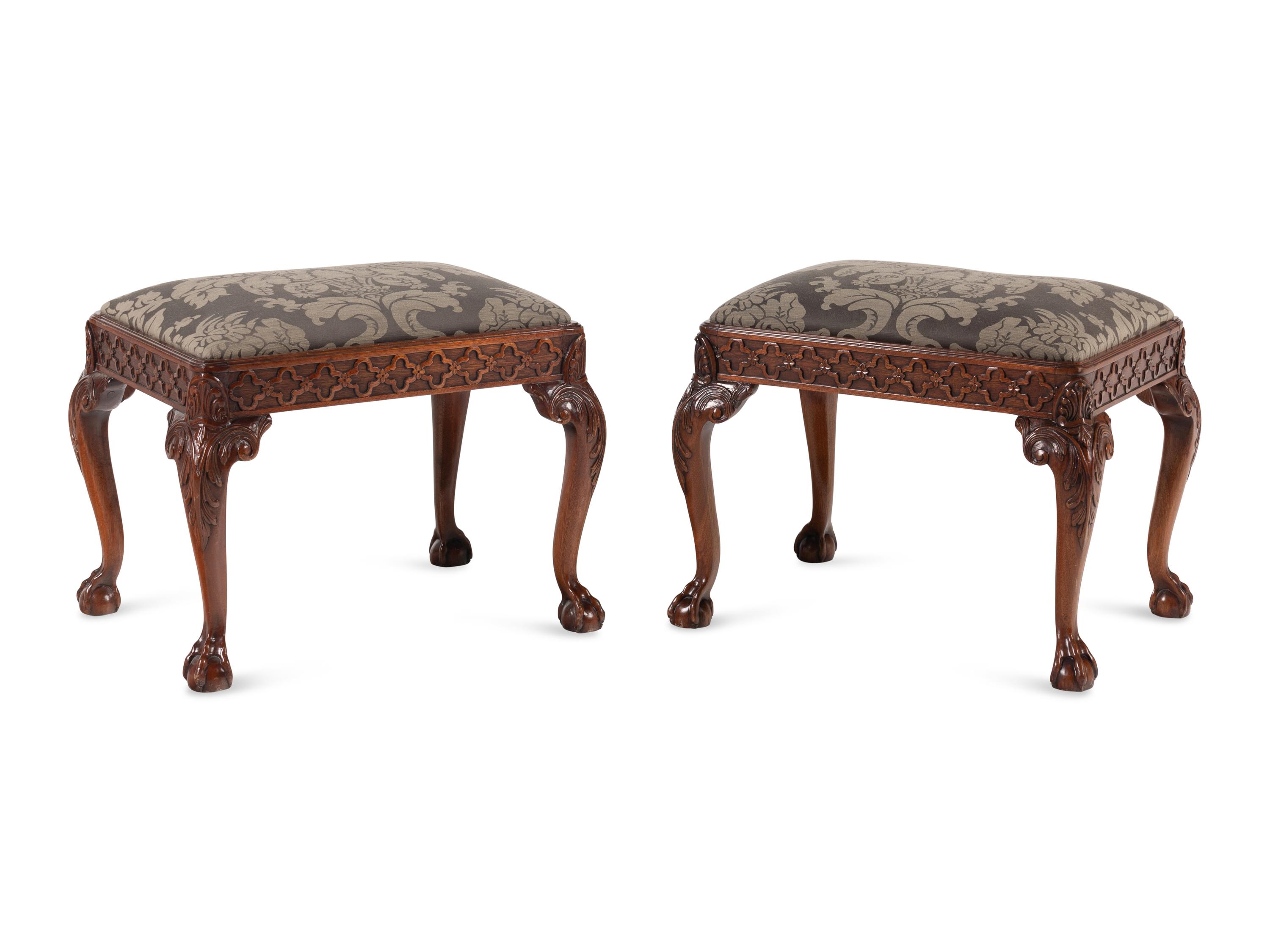 A Pair of George III Style Mahogany Footstools