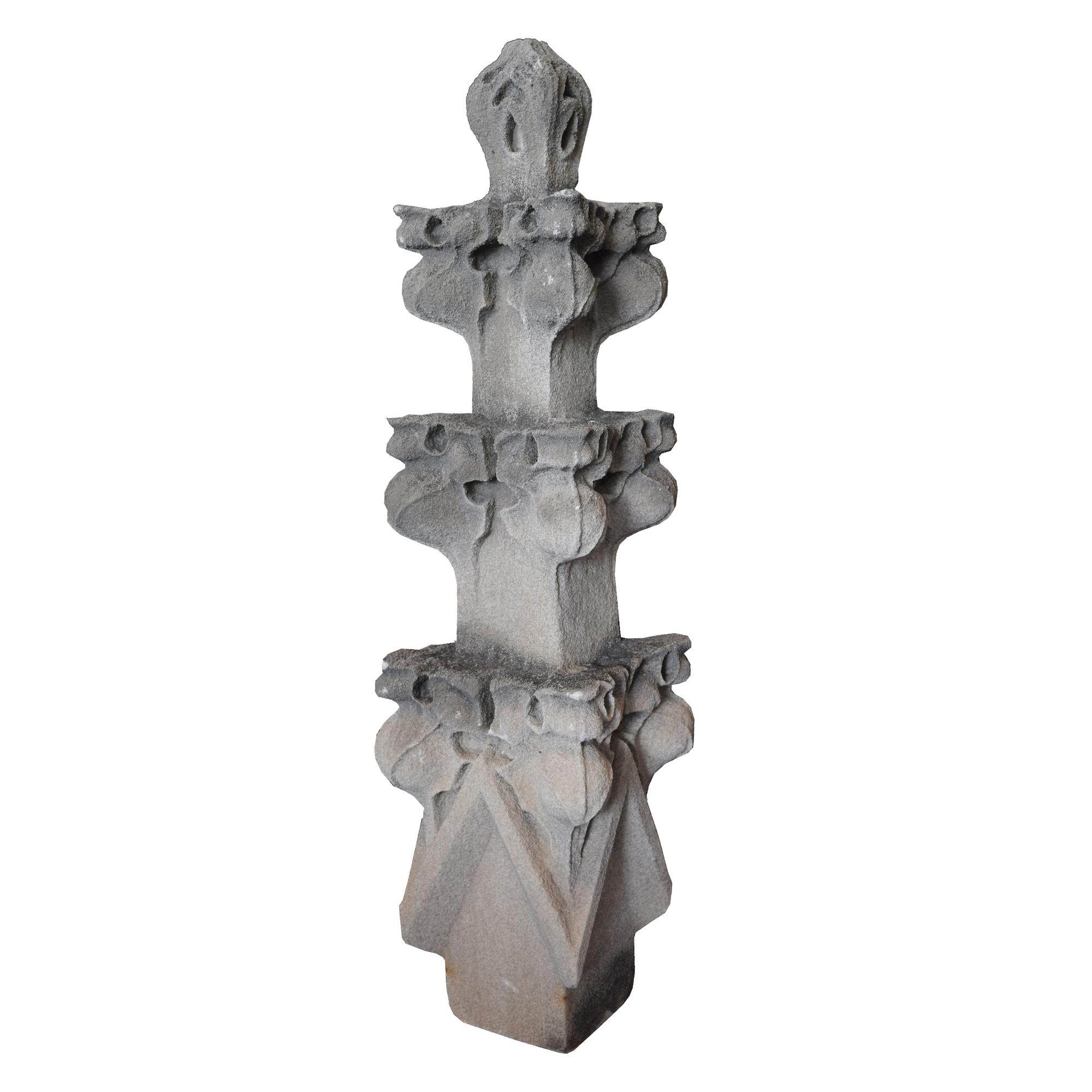 A set of Six Carved Stone Finials 7" W x 7" D x 28" H — United States, Early 20th Century