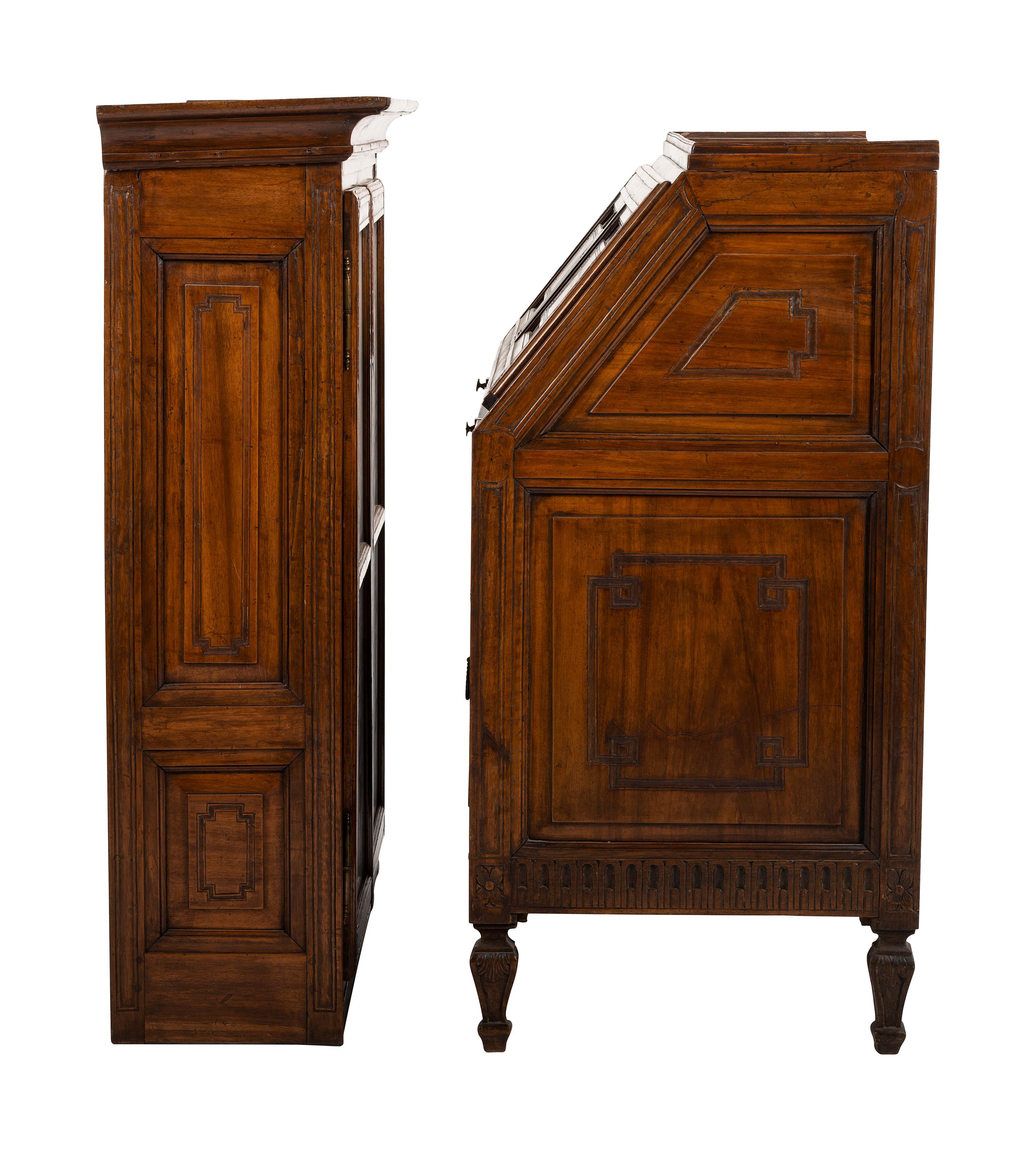 A Louis XVI Provincial Walnut Bureau Bookcase