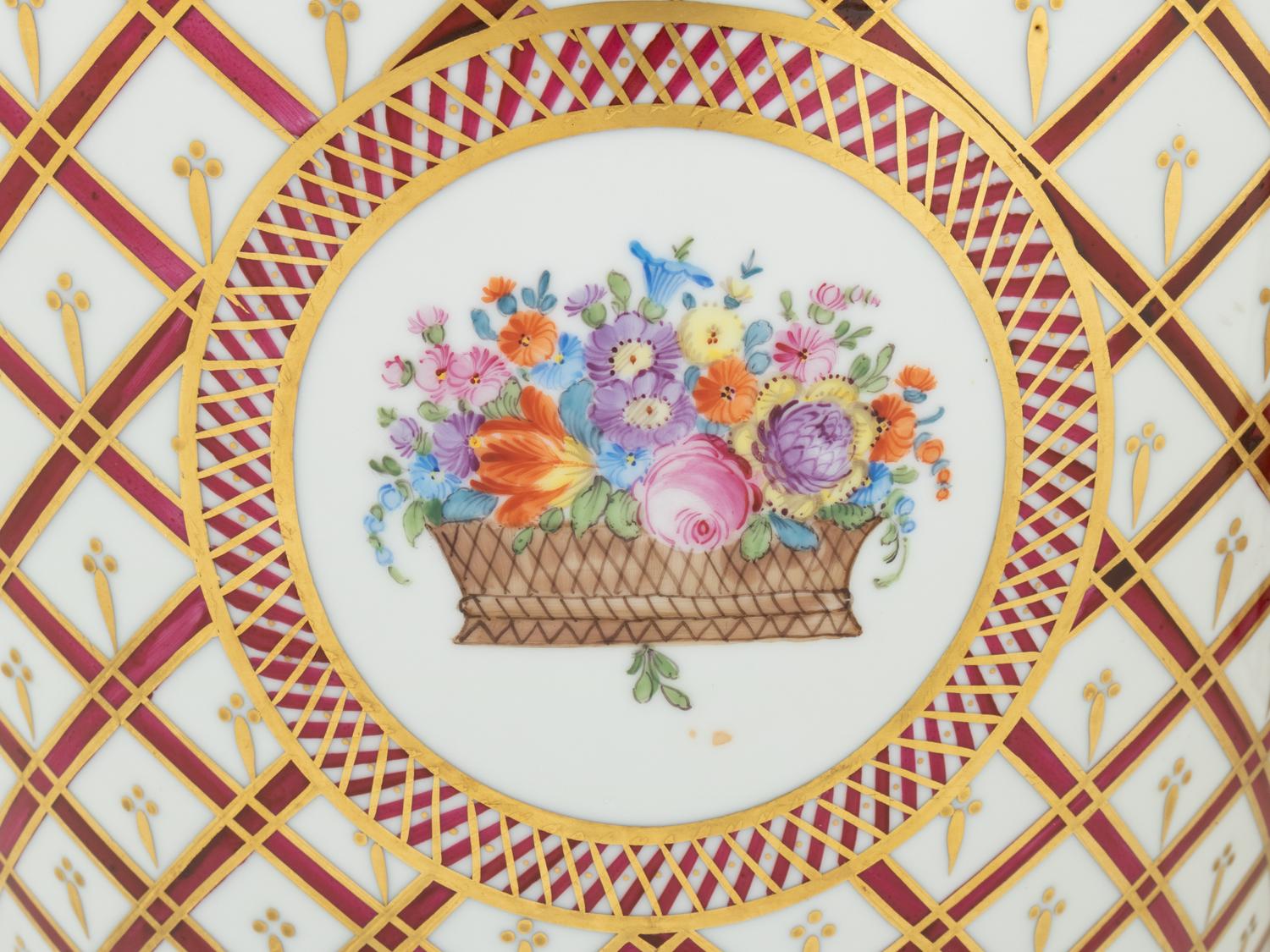 A Pair of Dresden Porcelain Cache Pots