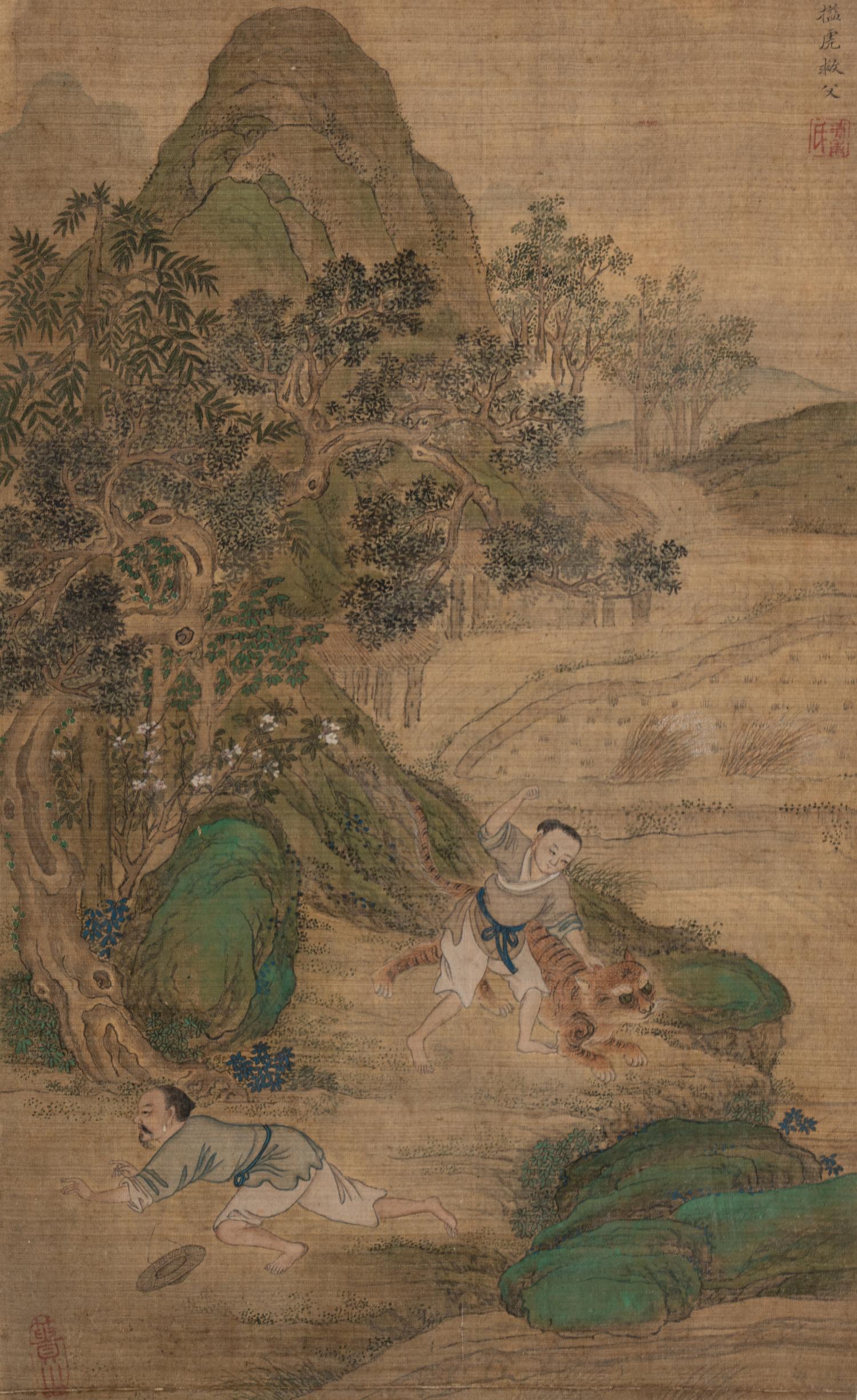 Three Chinese Ink and Color on Silk Paintings