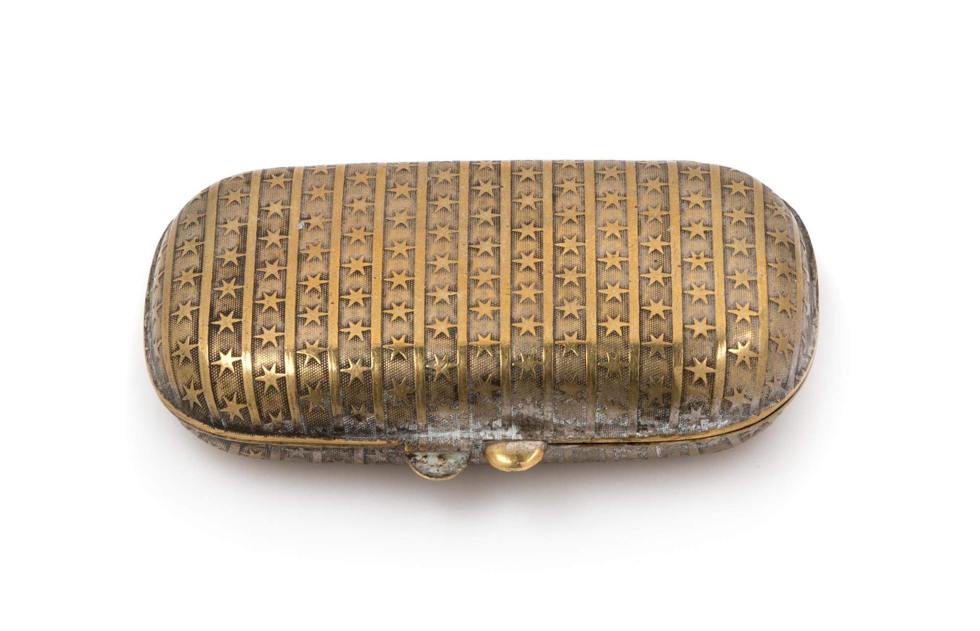 An American Stars and Bars Brass Match Safe Height 2 5/8 inches. — SECOND HALF 19TH CENTURY