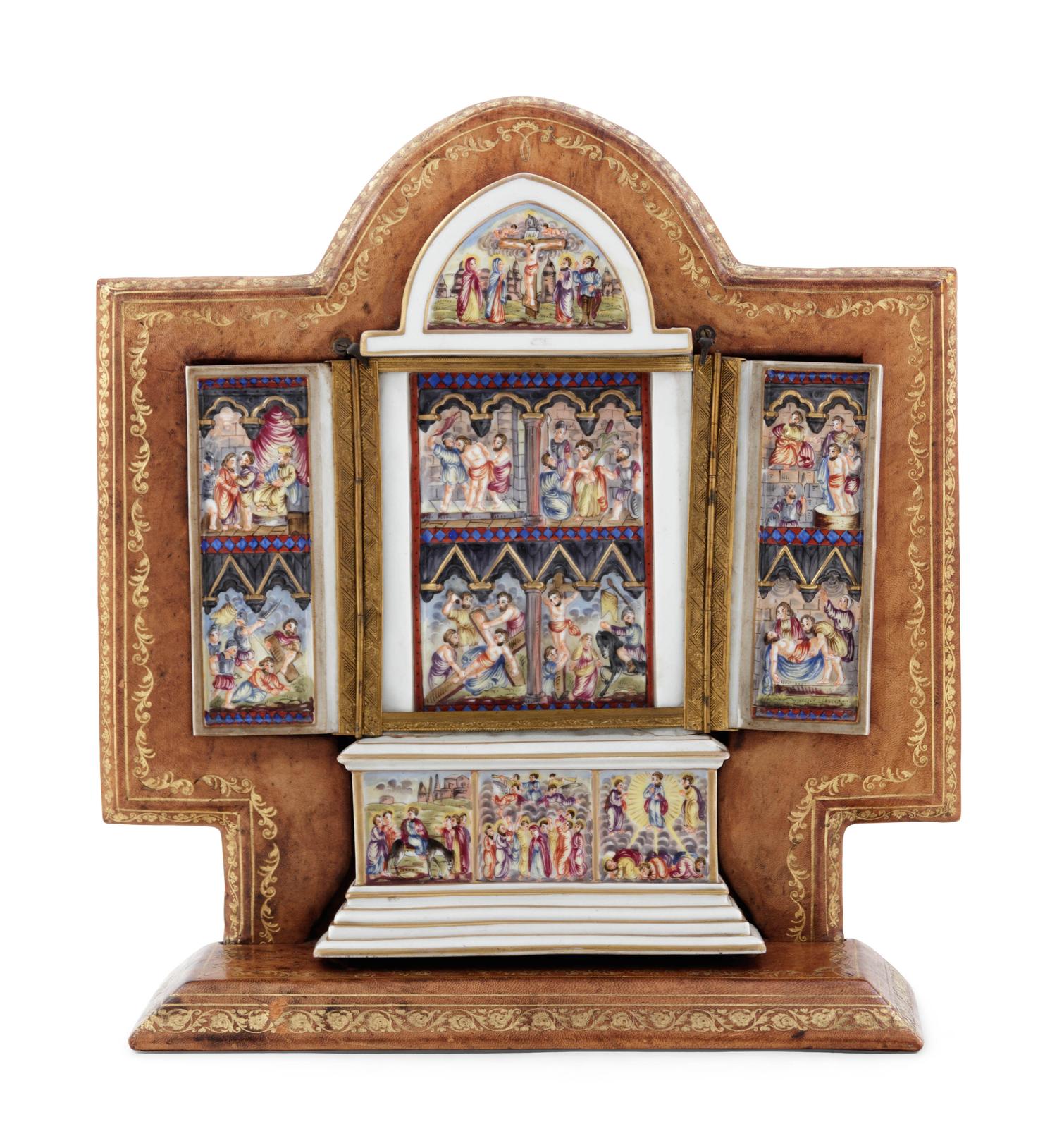 A Capodimonte Porcelain Altar Triptych