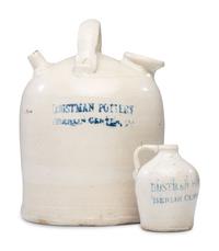 Two Dustman Pottery Stenciled Harvest or Field Jugs