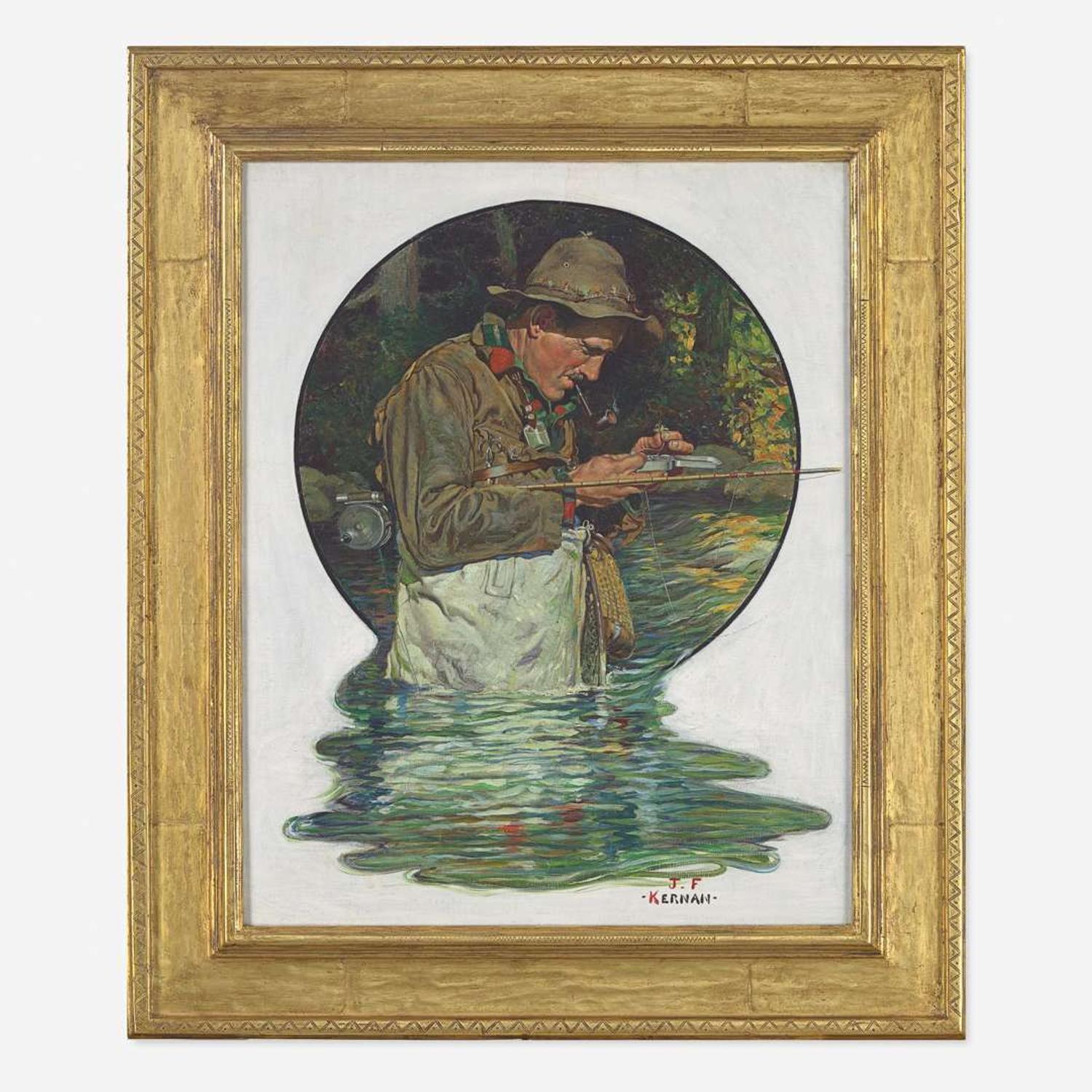Joseph F. Kernan (American, 1878–1958) Tying on a Fly (Saturday Evening Post Cover)