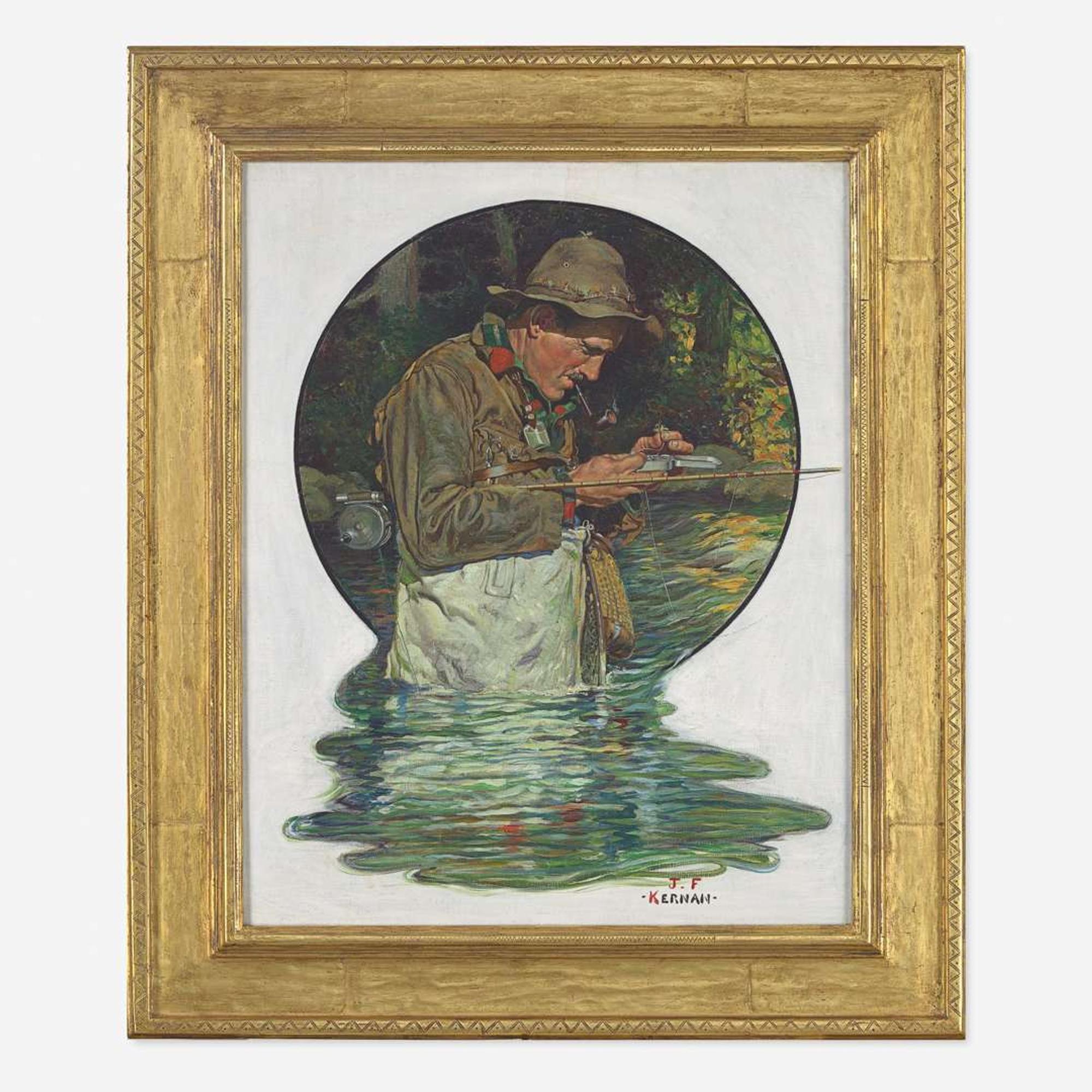 Joseph F. Kernan (American, 1878–1958) Tying on a Fly (Saturday Evening Post Cover)