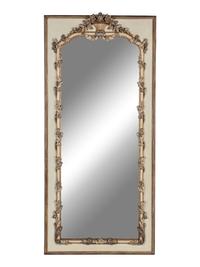 A Louis XV Style Painted and Parcel Gilt Pier Mirror
