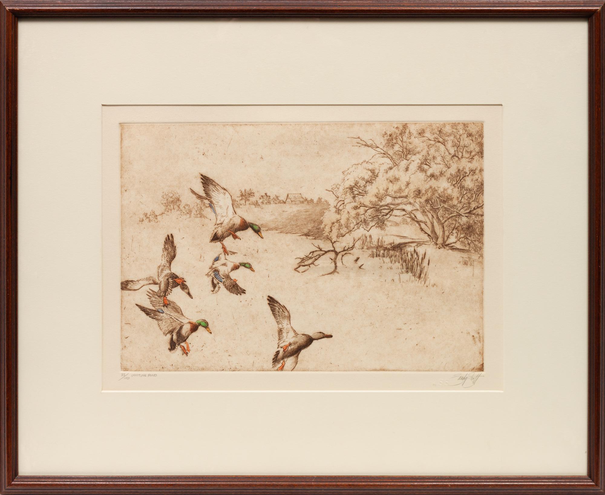 Three Prints: Inviting Pond , edition 33/100; Teal Afloat , edition 11/100; Mallard Afloat , edition 90/100