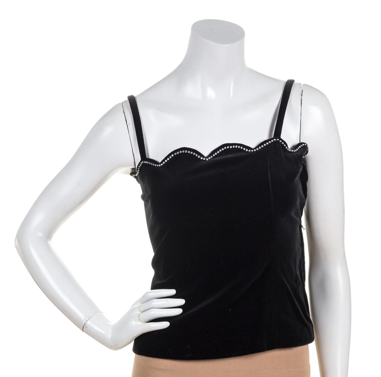 An Yves Saint Laurent Black Velvet Tank, Size 36.