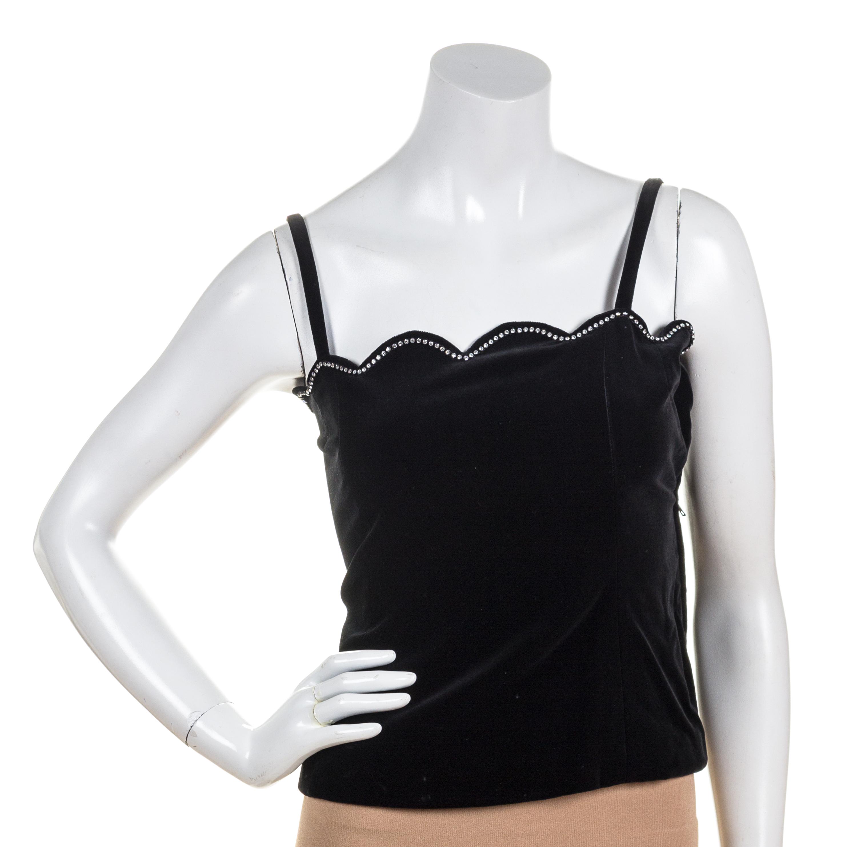 An Yves Saint Laurent Black Velvet Tank, Size 36.