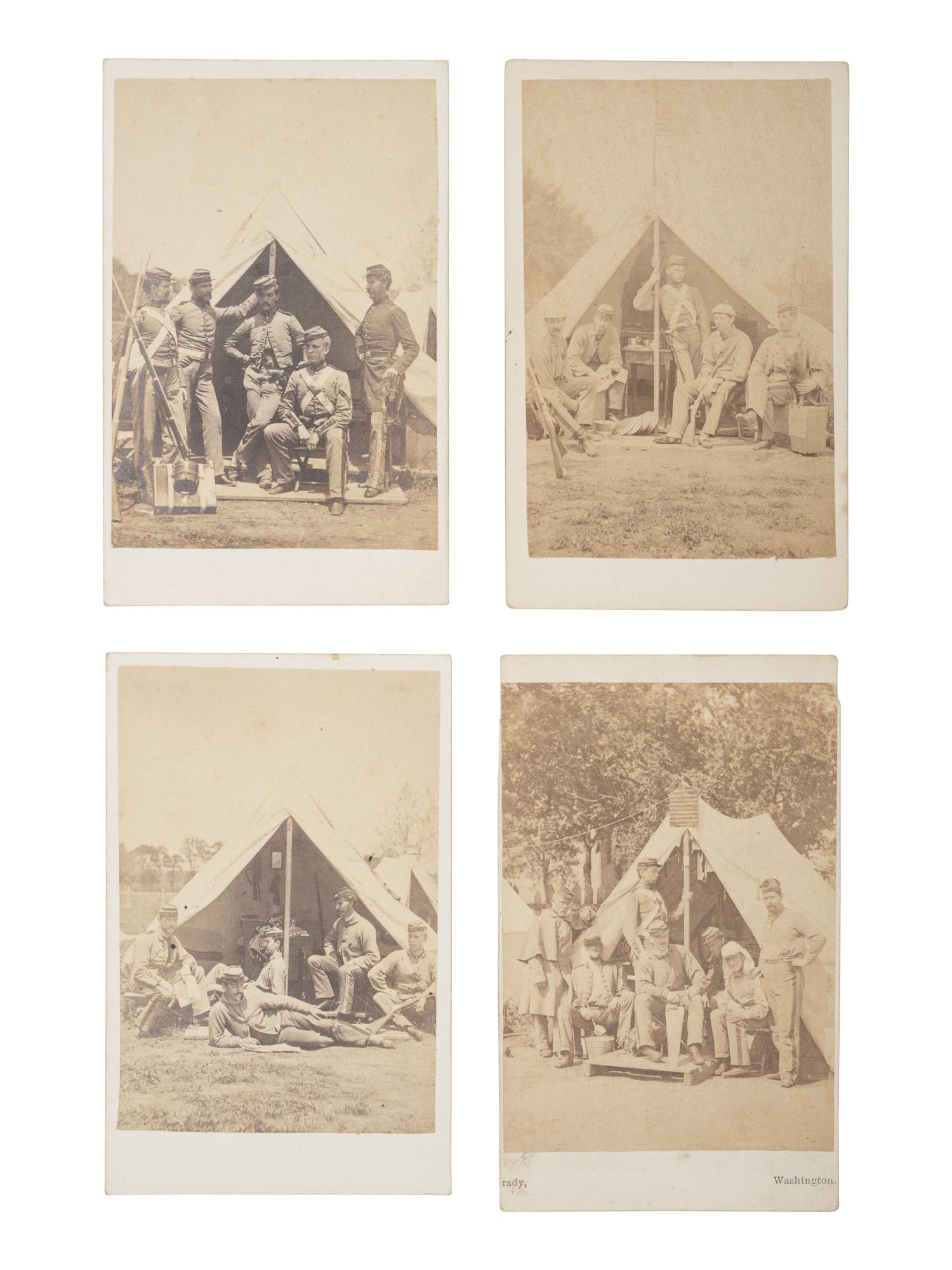 [CIVIL WAR]. A group of 8 photographs of the 7th New York State Militia at Camp Cameron. April-June, 1861.
