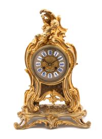 A Louis XV Style Gilt Bronze Shelf Clock