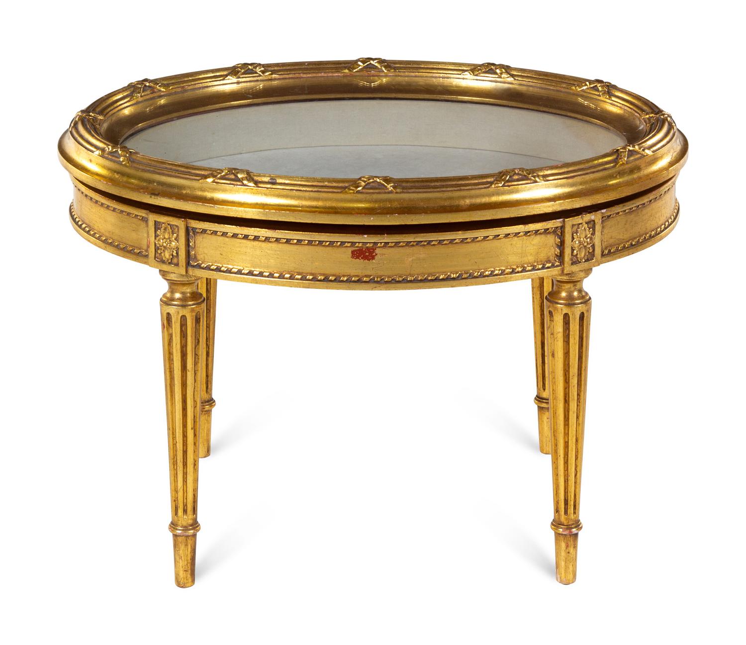 A Louis XVI Style Giltwood Vitrine Table