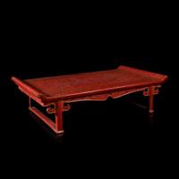 A Chinese "Tianqi" incised red lacquer stand 大漆龙纹小炕桌 Late Ming dynasty, probably Wanli period ?? ???