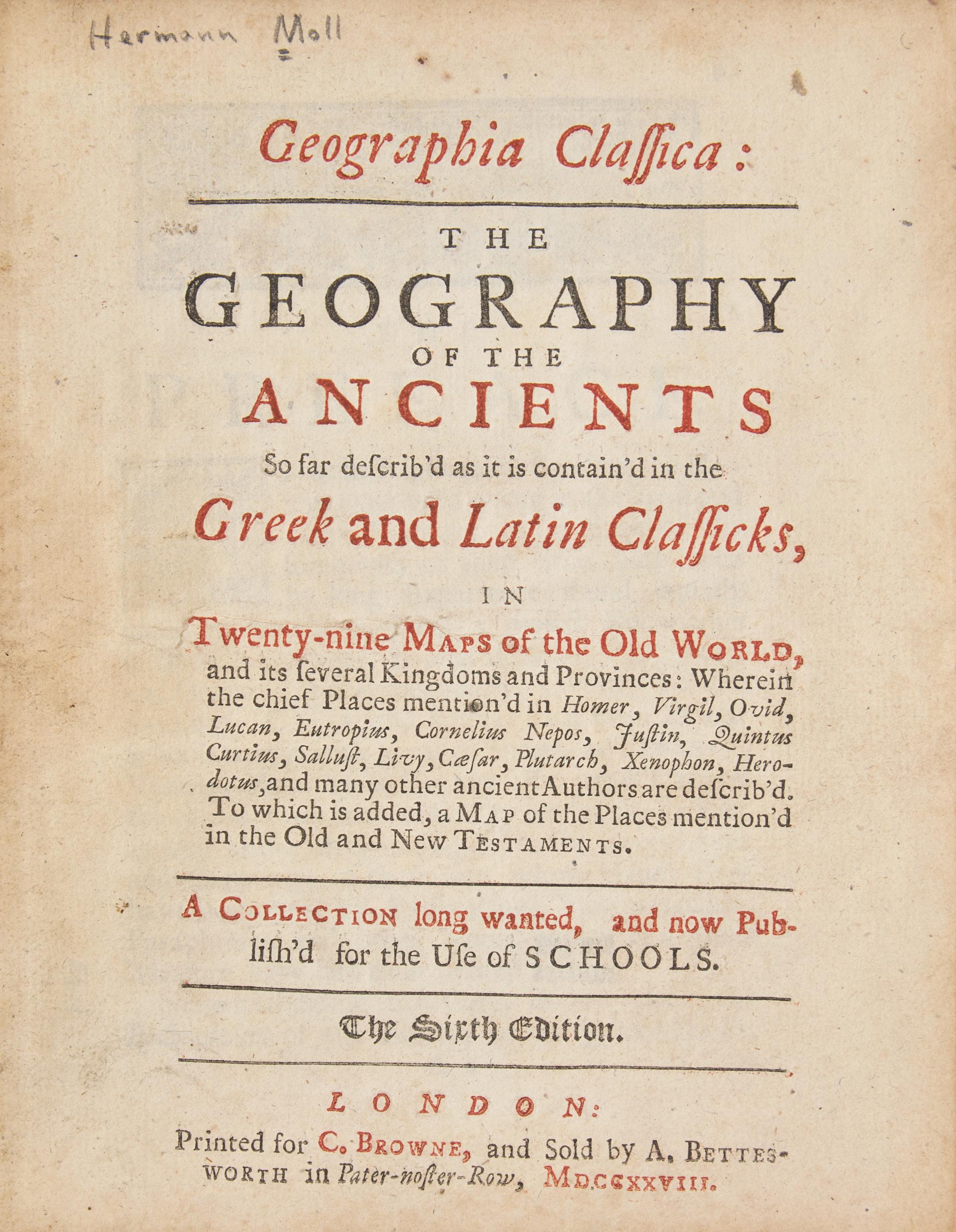 [Maps & Atlases] [Moll, Herman] Geographia Classica: The Geography of the Ancients...