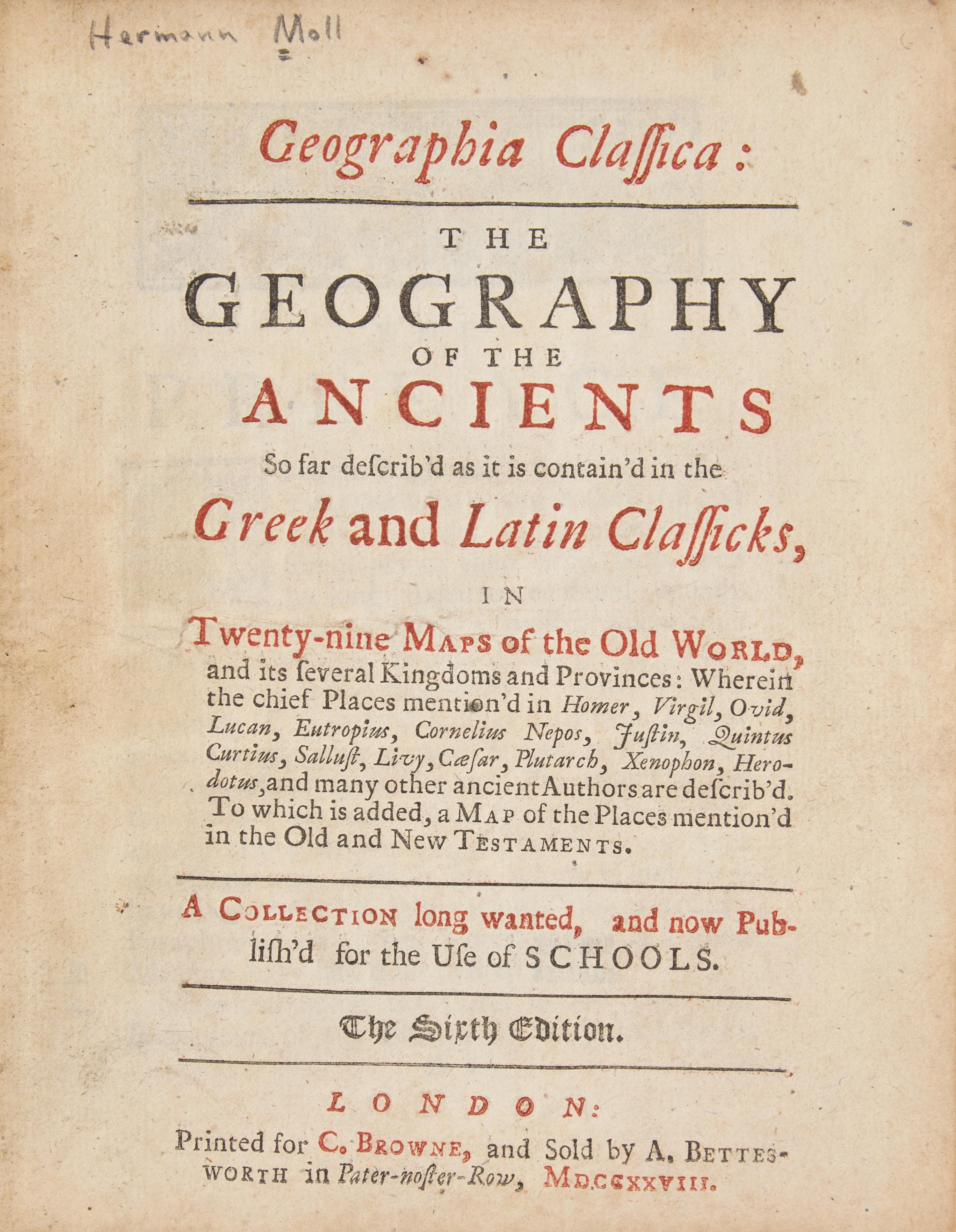 [Maps & Atlases] [Moll, Herman] Geographia Classica: The Geography of the Ancients...