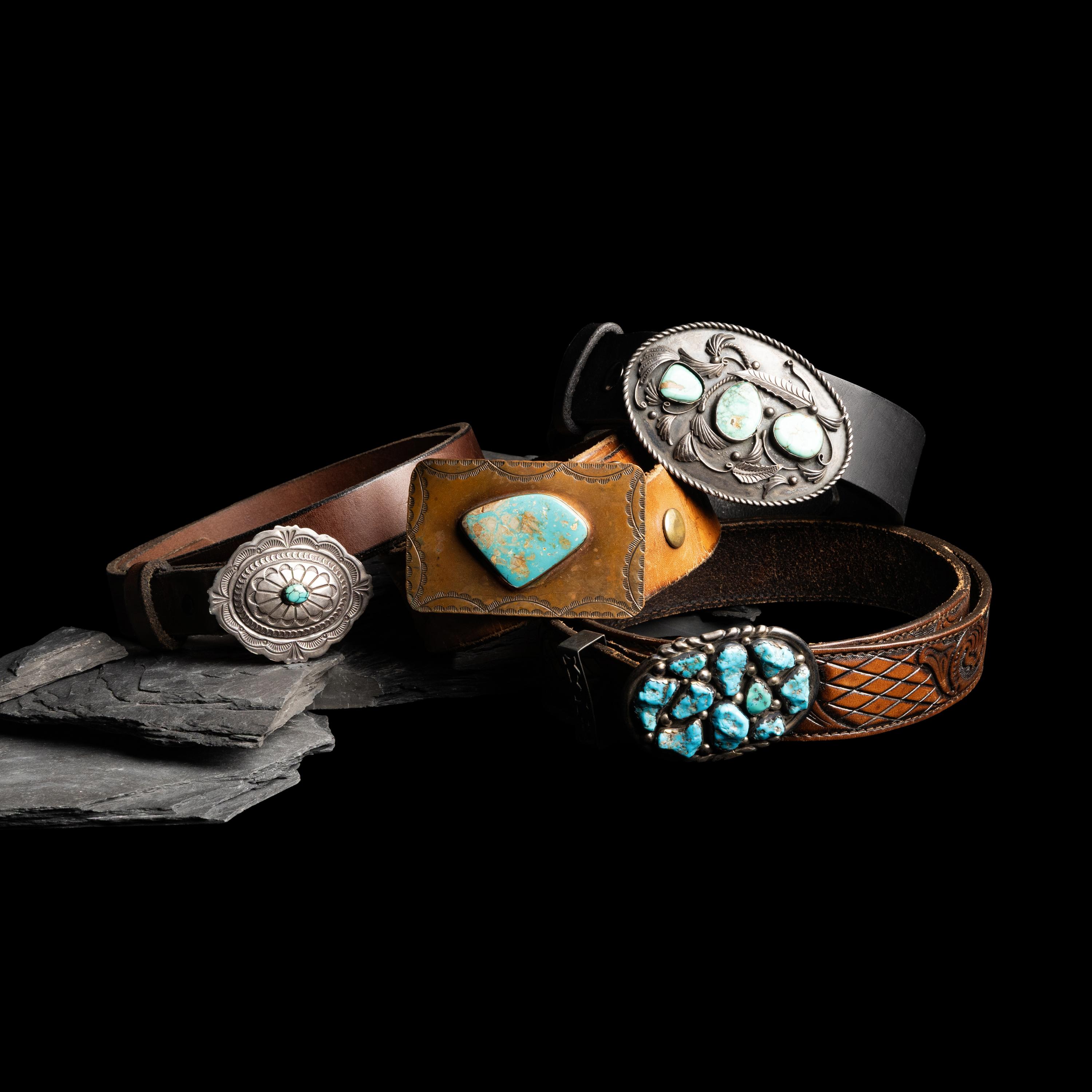 Navajo and Southwestern-style Belt Buckles with Turquoise