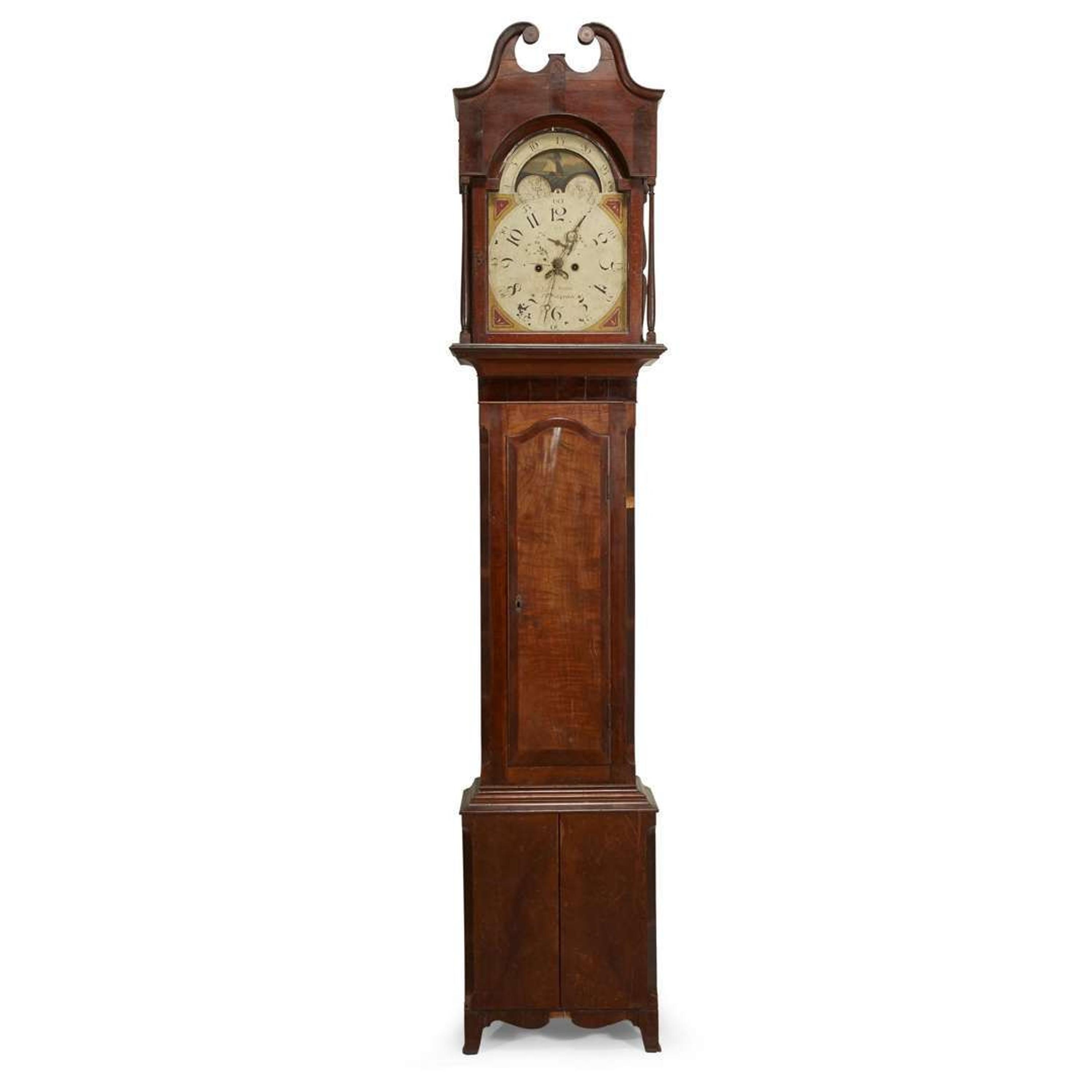 Federal inlaid cherry and elm tall case clock Isaac Reed, Frankford, Philadelphia, PA, circa 1820