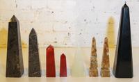 Eight Stone Obelisks Height of tallest 12 1/2 inches.