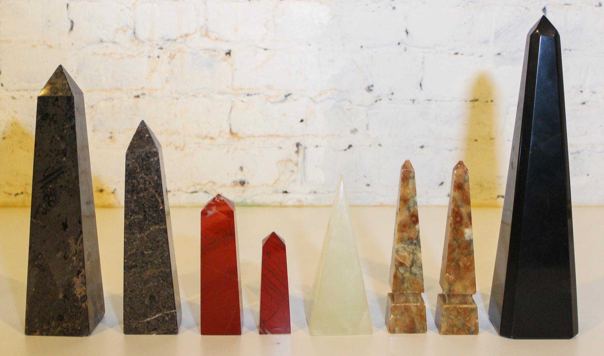 Eight Stone Obelisks Height of tallest 12 1/2 inches.