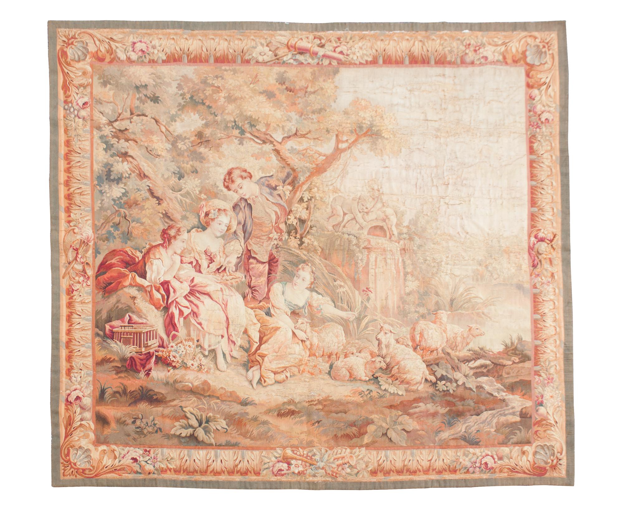 An Aubusson Tapestry 70 x 64 inches. — 19TH CENTURY