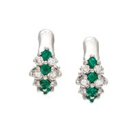 EMERALD AND DIAMOND EARCLIPS