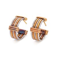 CARTIER, YELLOW GOLD AND STEEL HOOP EARRINGS
