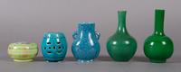 A Group of Four Miniature Porcelain Chinese Vessels, Height of tallest 4 7/8 inches.