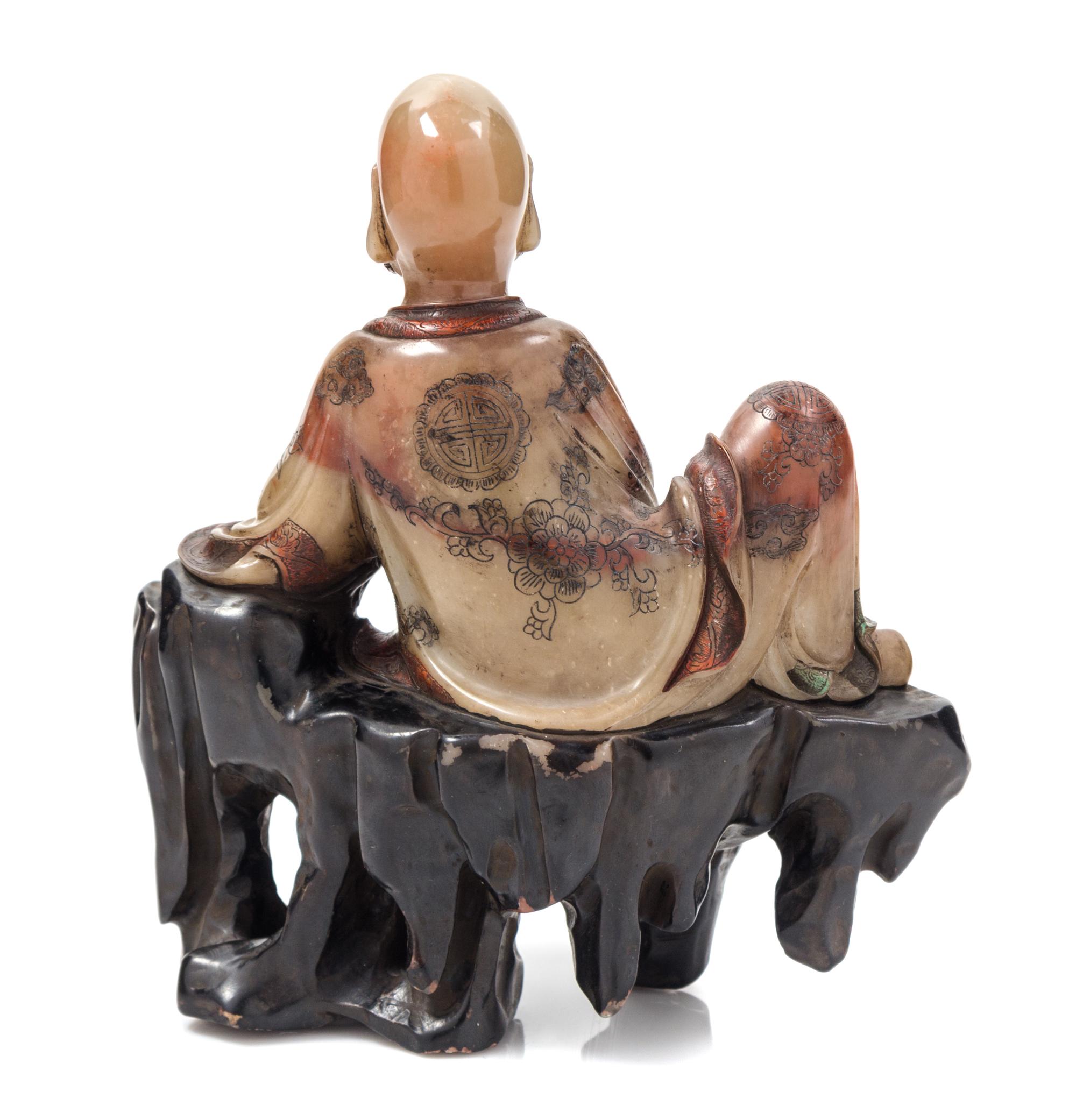 A Carved Soapstone Figure of Luohan