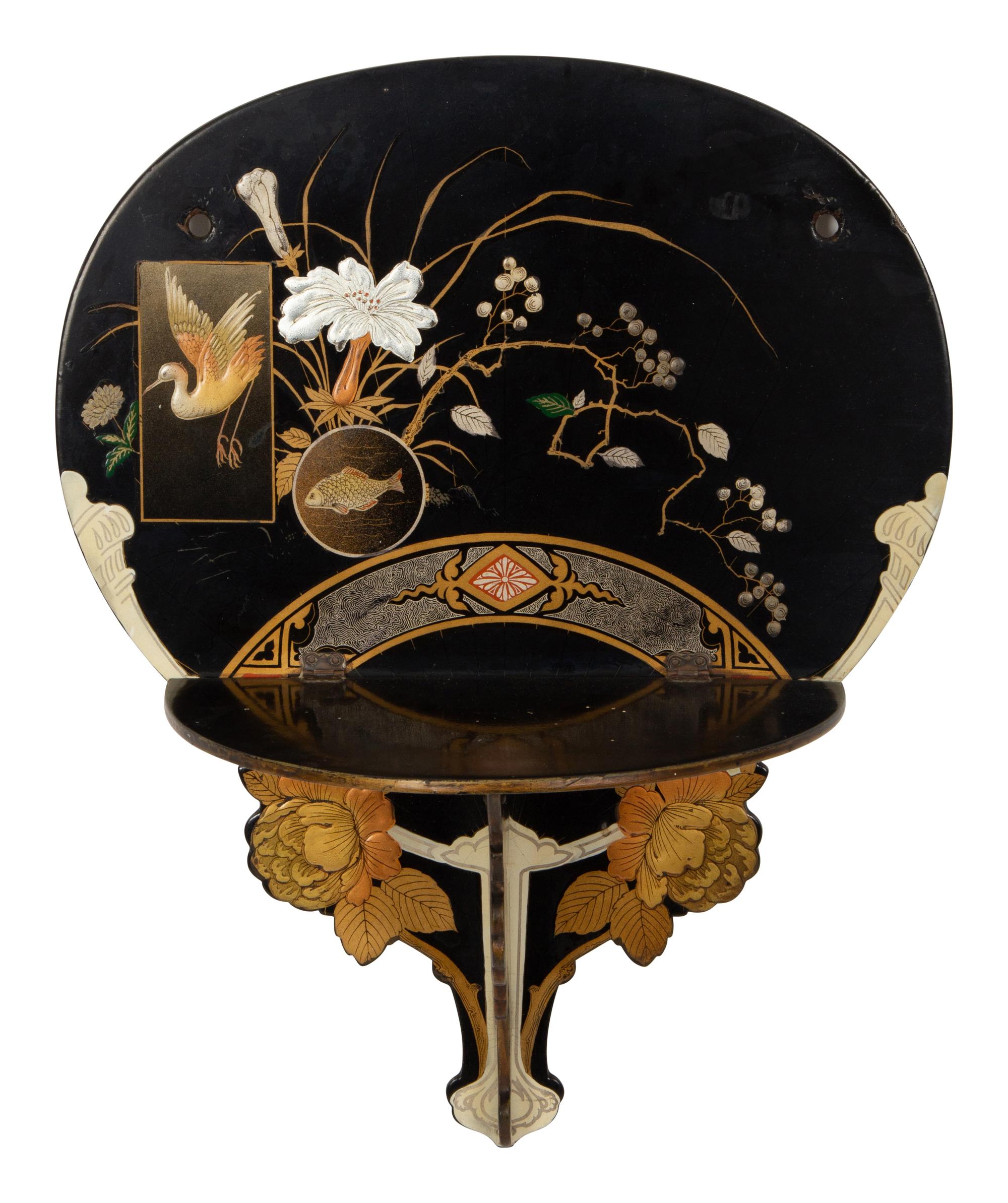 A Pair of Victorian 'Japonesque' Painted Fan-Form Wall Brackets