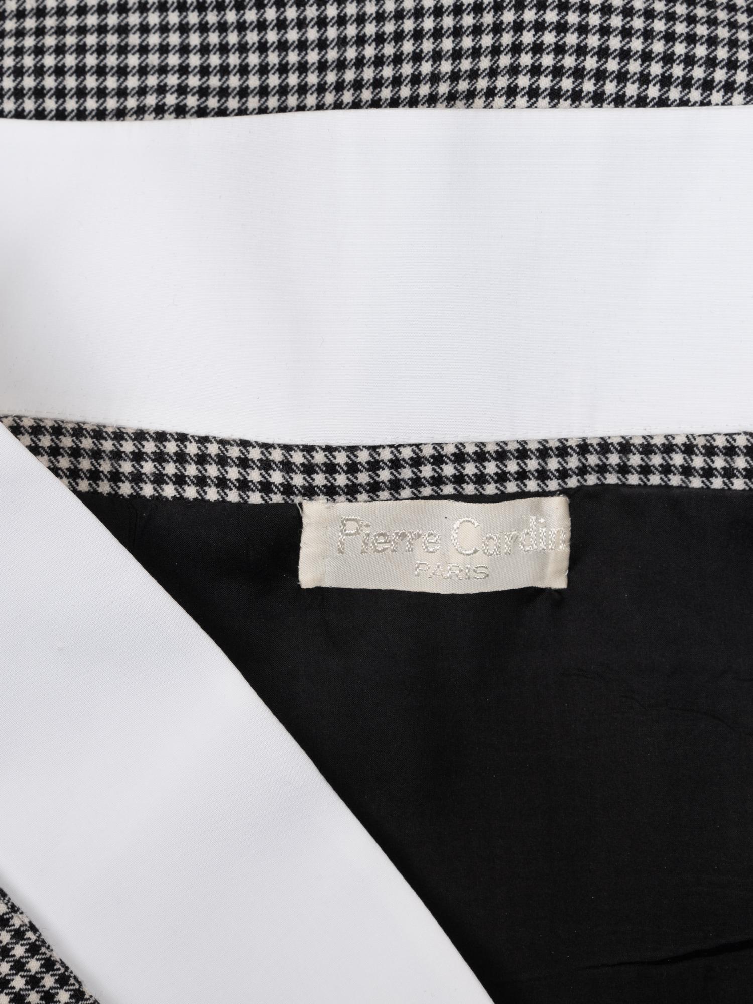 Pierre Cardin Haute Couture Houndstooth Wrap Dress with Extra Collar, c. 1980