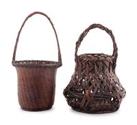Two Japanese Bamboo Ikebana Baskets