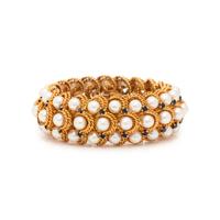 TIFFANY & CO., YELLOW GOLD, CULTURED PEARL AND SAPPHIRE BRACELET