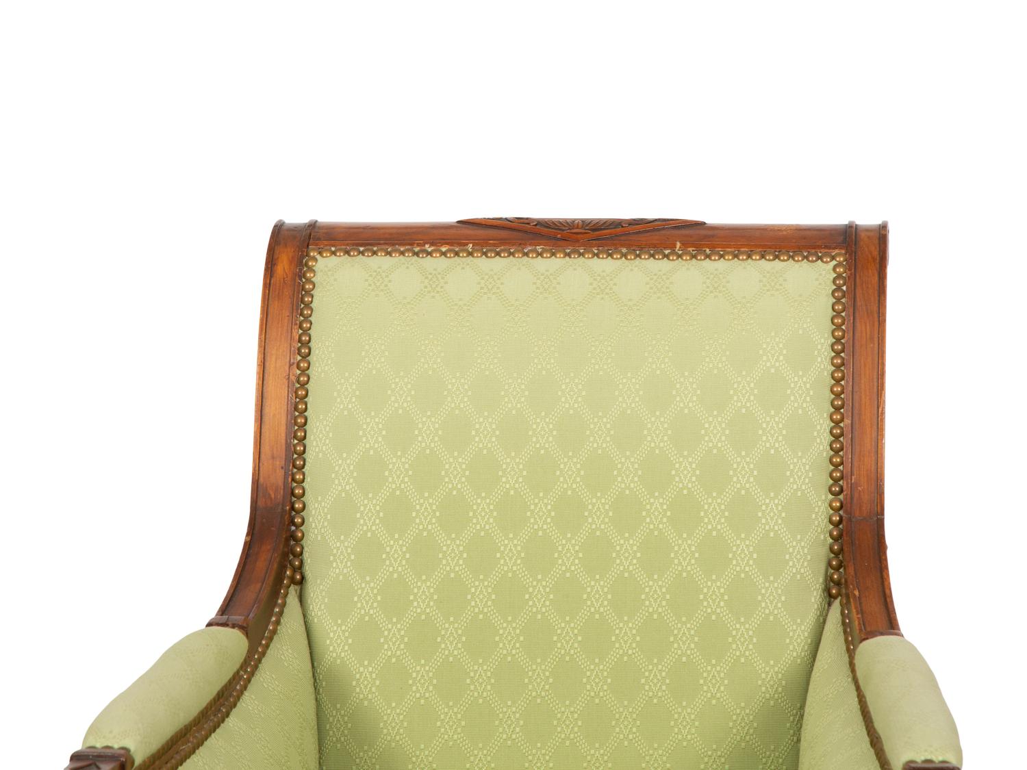 A Pair of Directoire Style Mahogany Bergeres