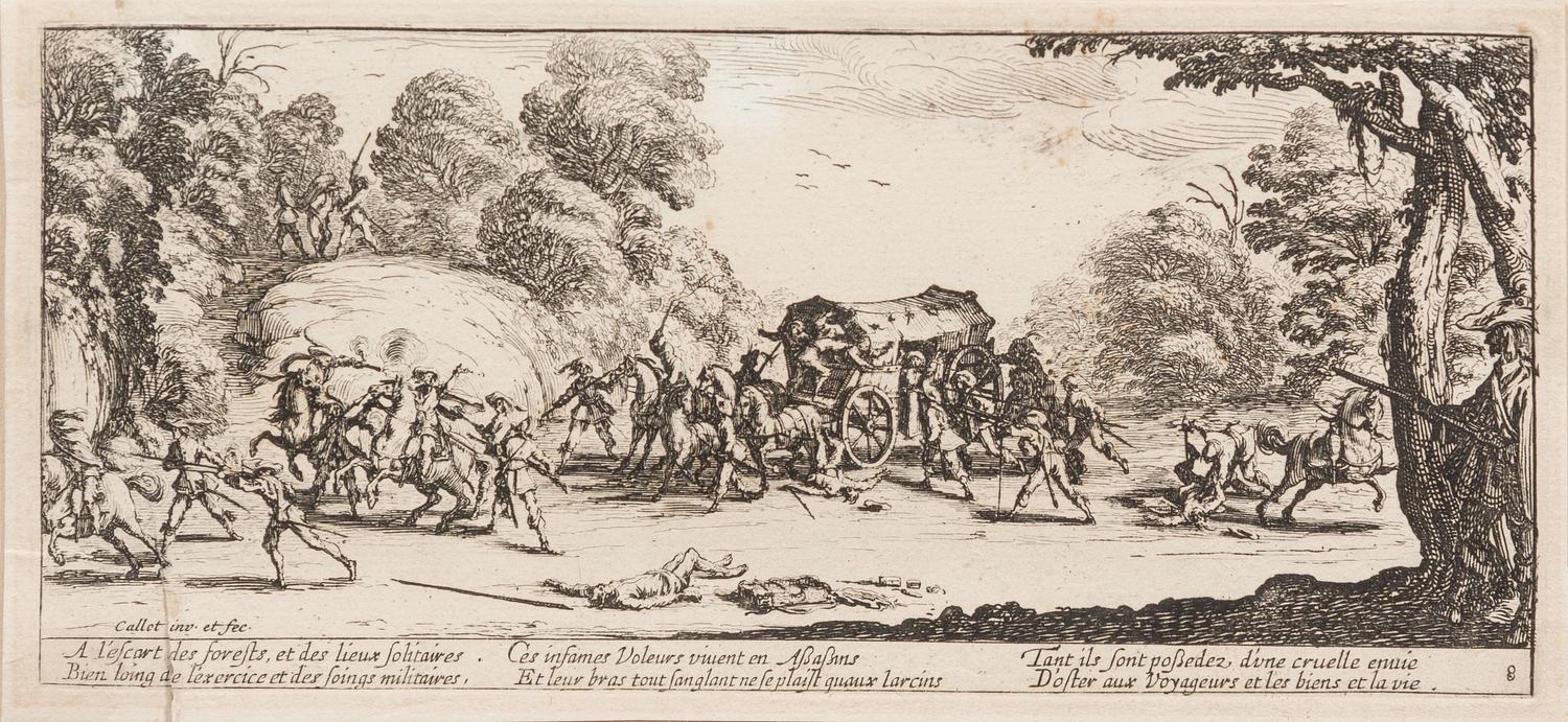 Jacques Callot, (French, 1592-1635), Vol sur les grandes routes (pl. 8 from Les grandes miseres de la guerre, 1633