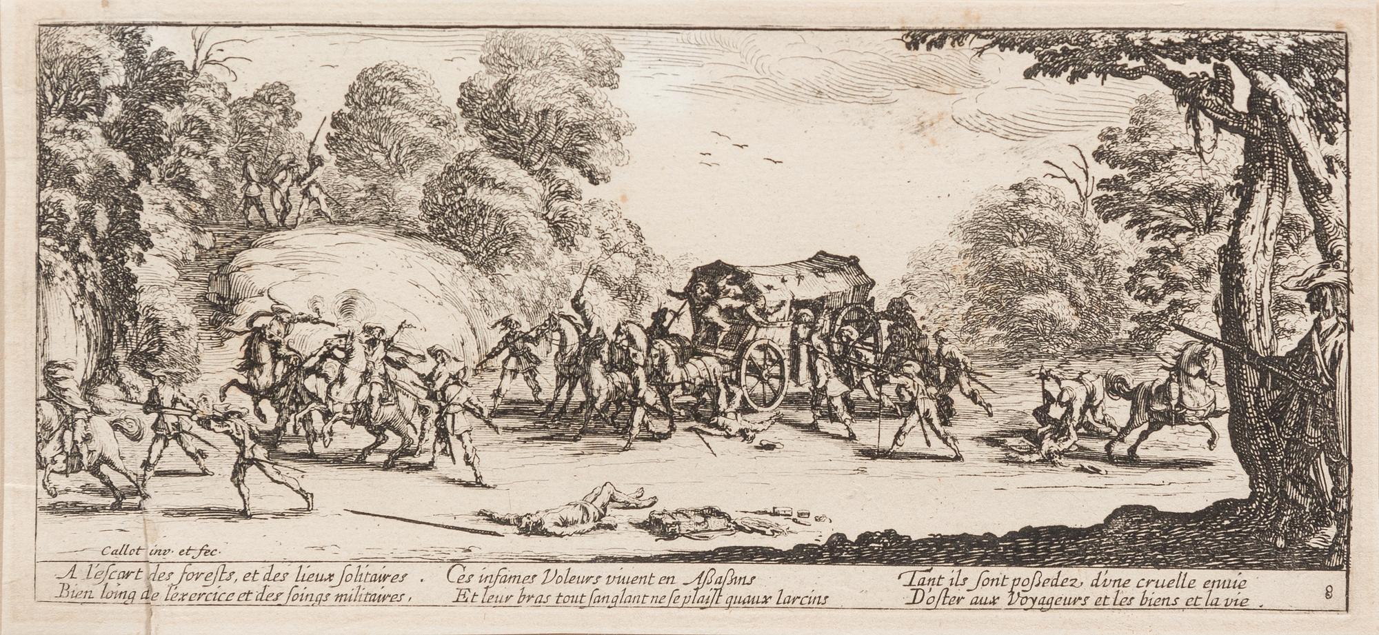Jacques Callot, (French, 1592-1635), Vol sur les grandes routes (pl. 8 from Les grandes miseres de la guerre, 1633